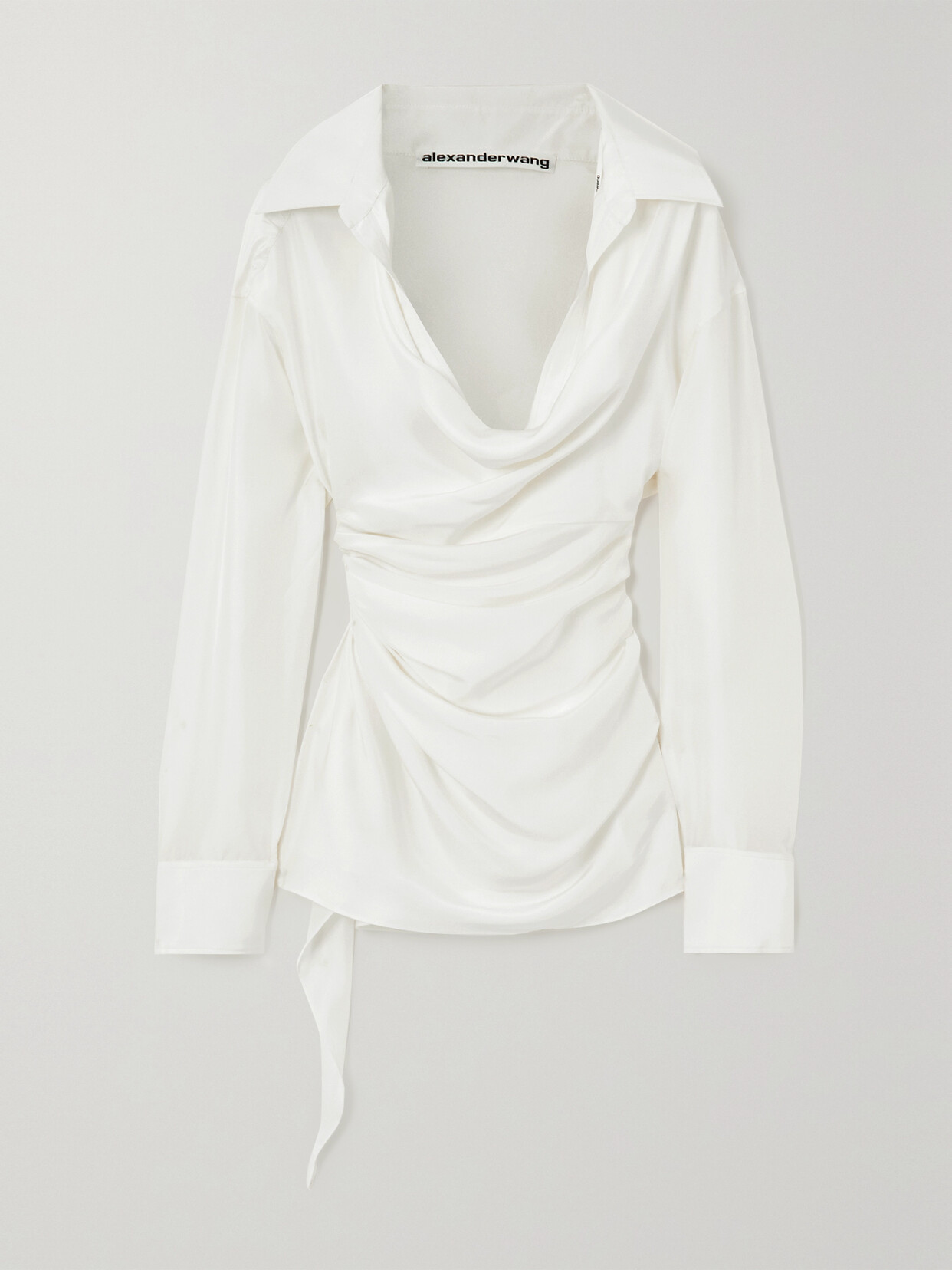 ALEXANDER WANG RUCHED SILK-SATIN TOP