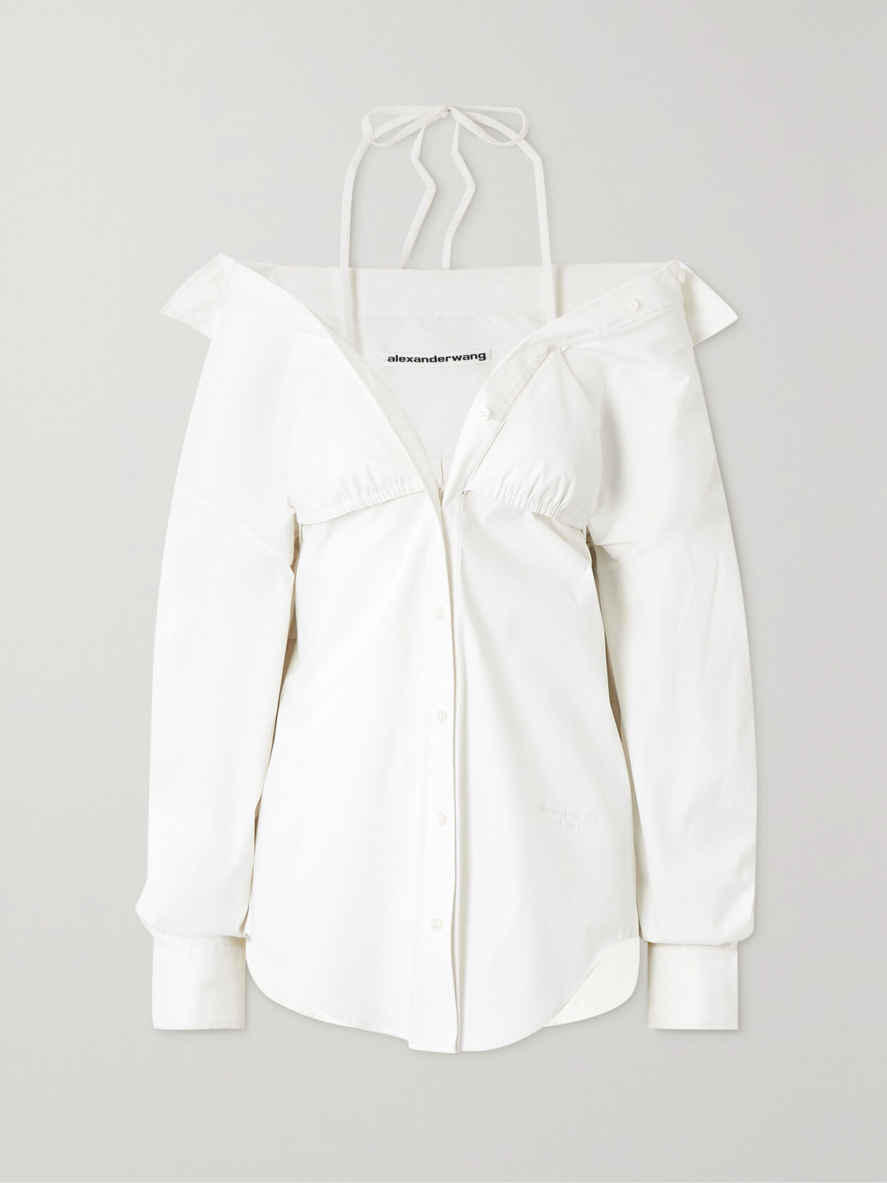 ALEXANDER WANG LAYERED POPLIN AND STRETCH HALTERNECK SHIRT