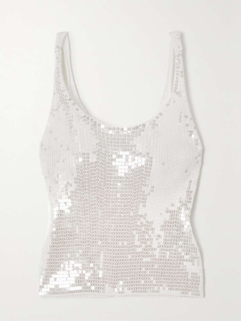 Alexander Wang Sequined Ribbed-knit Tank