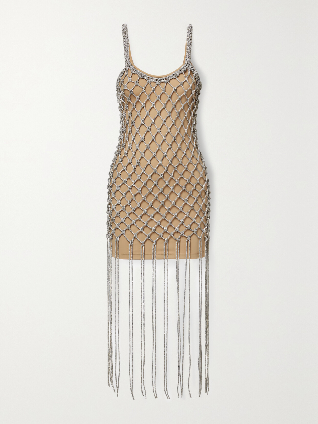 Alexander Wang - Crystal-embellished Macramé Mini Dress - Silver