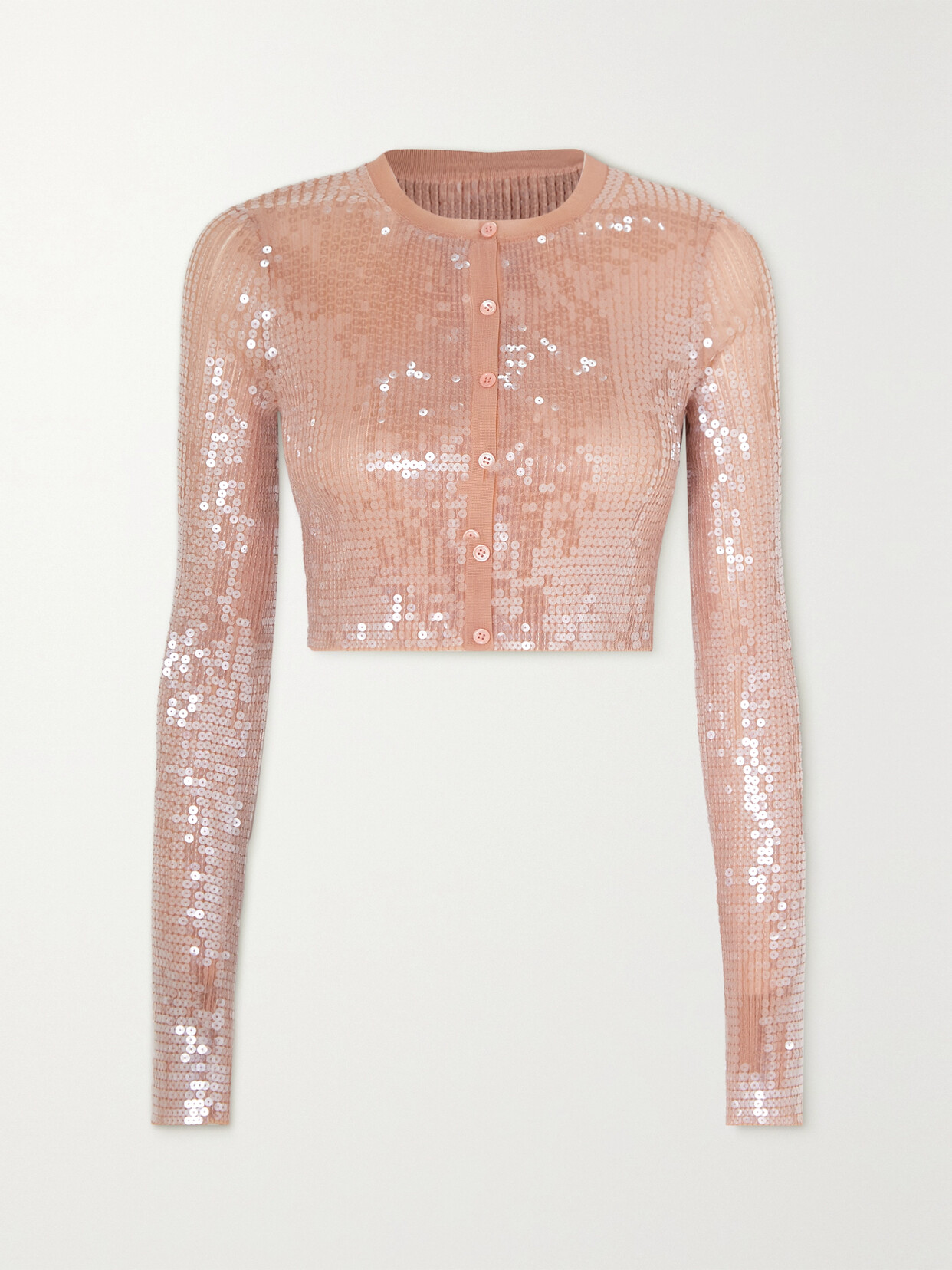 Alexander Wang - Sequined Knitted Cardigan - Rose gold