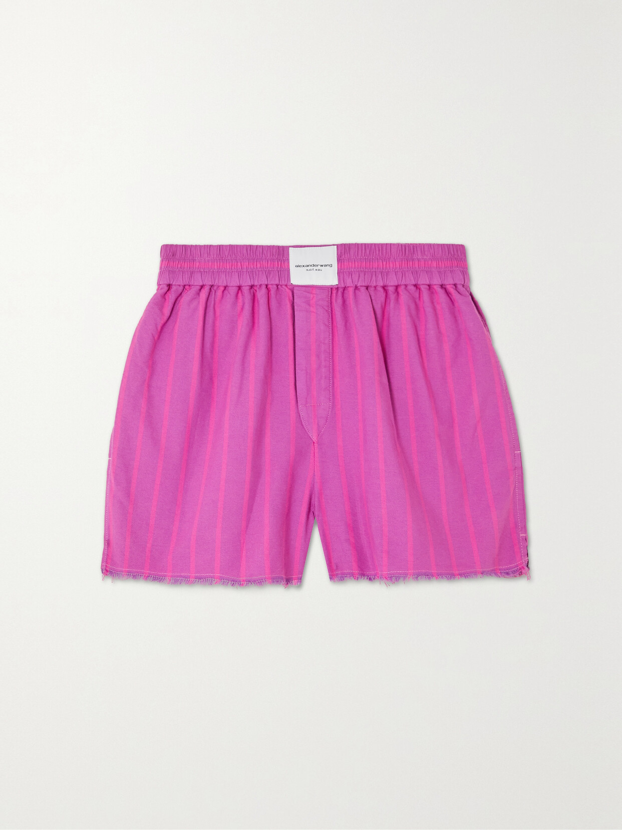 alexanderwang.t - Striped Frayed Cotton-poplin Shorts - Pink