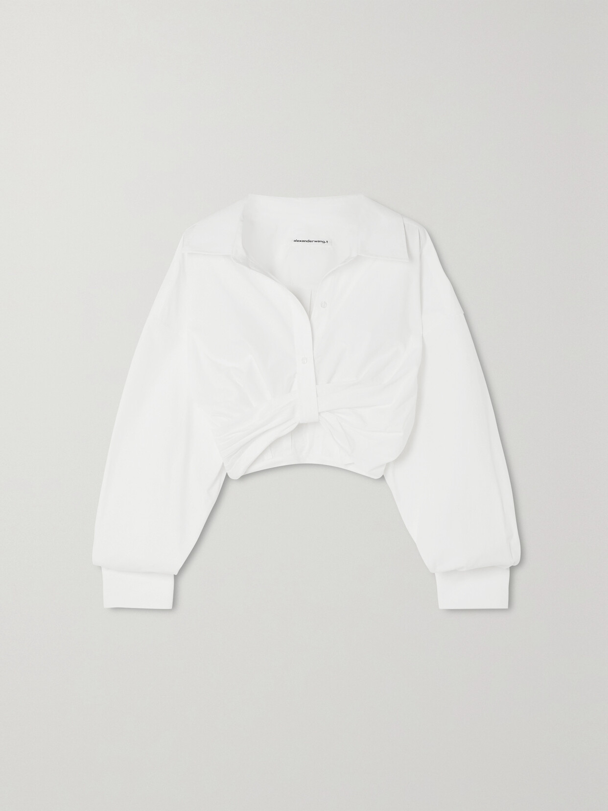 alexanderwang.t - Cropped Twist-front Cotton-poplin Shirt - White