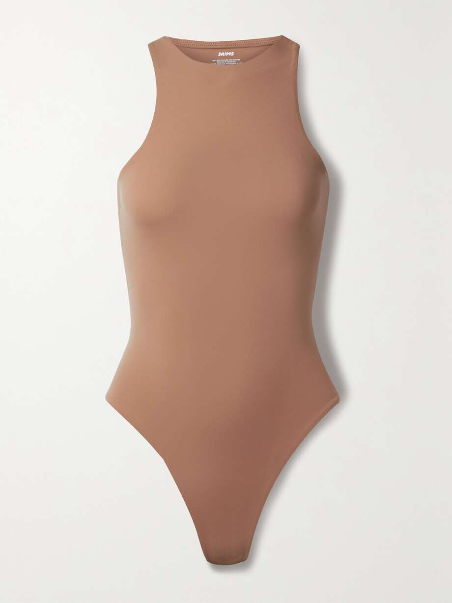 net-a-porter.com | Fits Everybody stretch-satin jersey thong bodysuit - Sienna