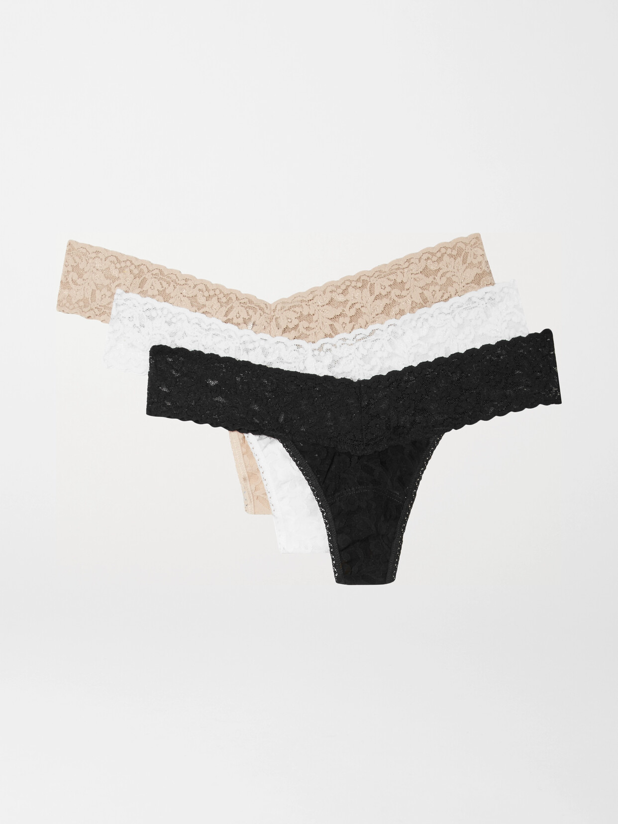 Hanky Panky Signature Set Of Three Low-rise Stretch-lace Thongs In Black