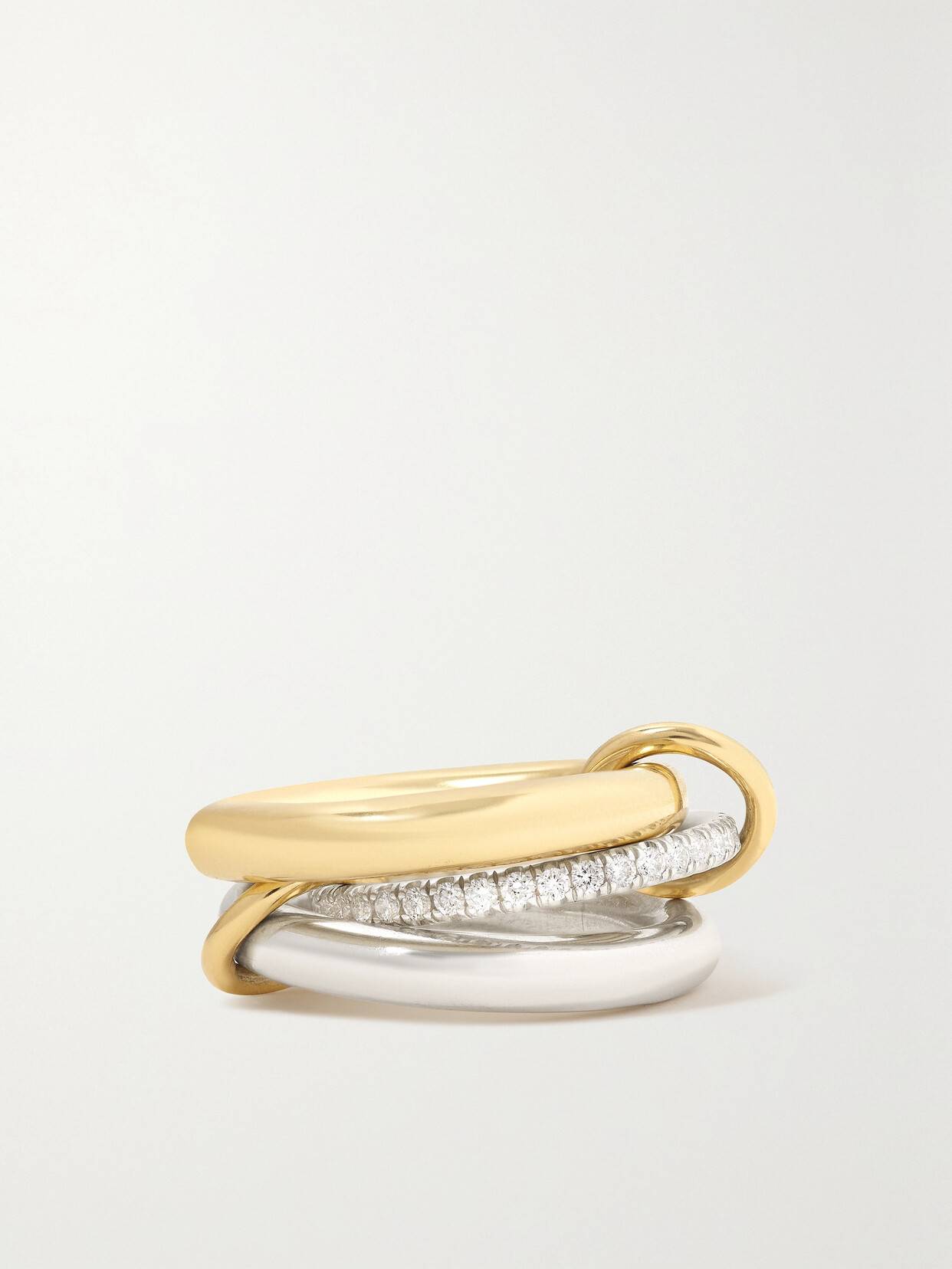 Spinelli Kilcollin Libra Set Of Three 18-karat Gold, Sterling Silver And Diamond Rings - 8