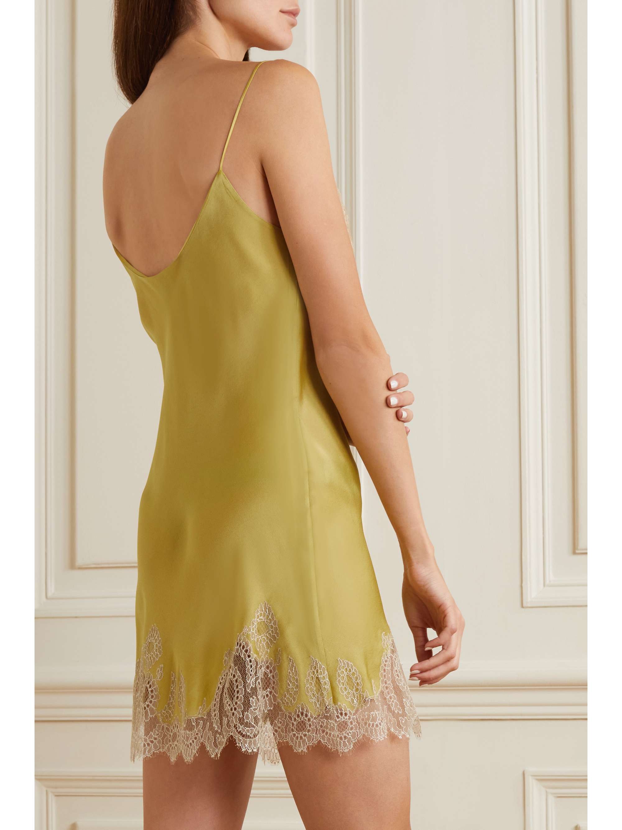 CARINE GILSON Lace-trimmed silk-satin chemise