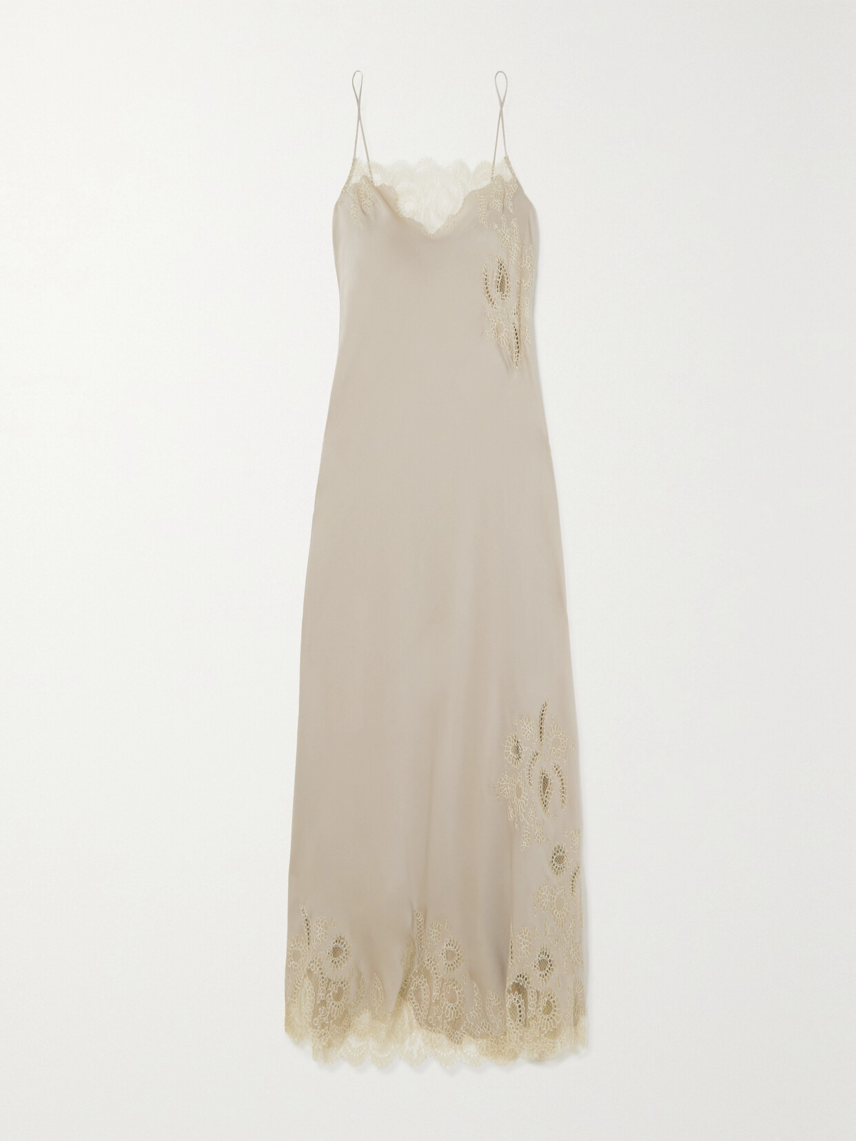 Carine Gilson - Lace-trimmed Silk-satin Nightdress - Neutrals