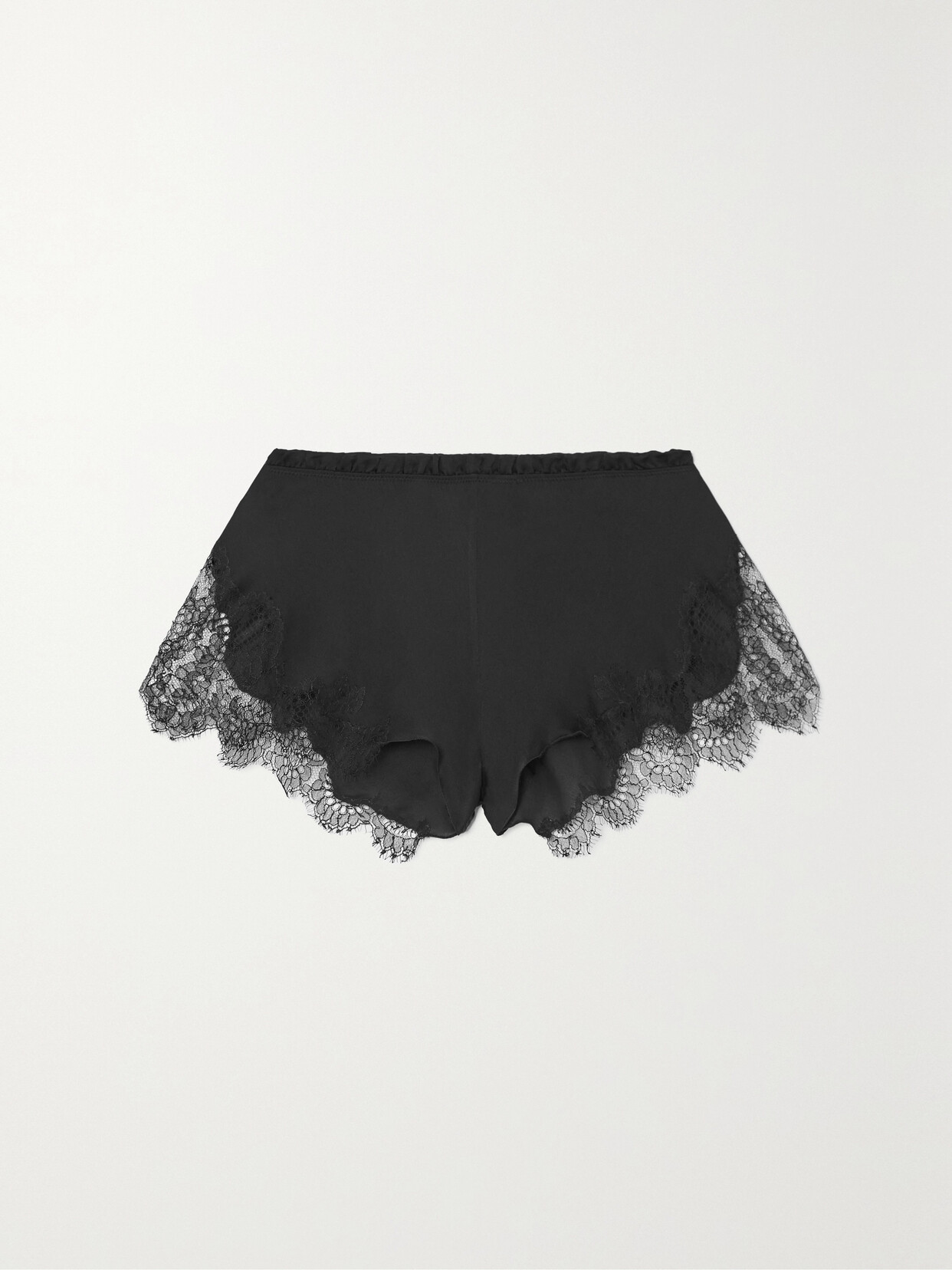 Carine Gilson - Lace-trimmed Silk Briefs - Black