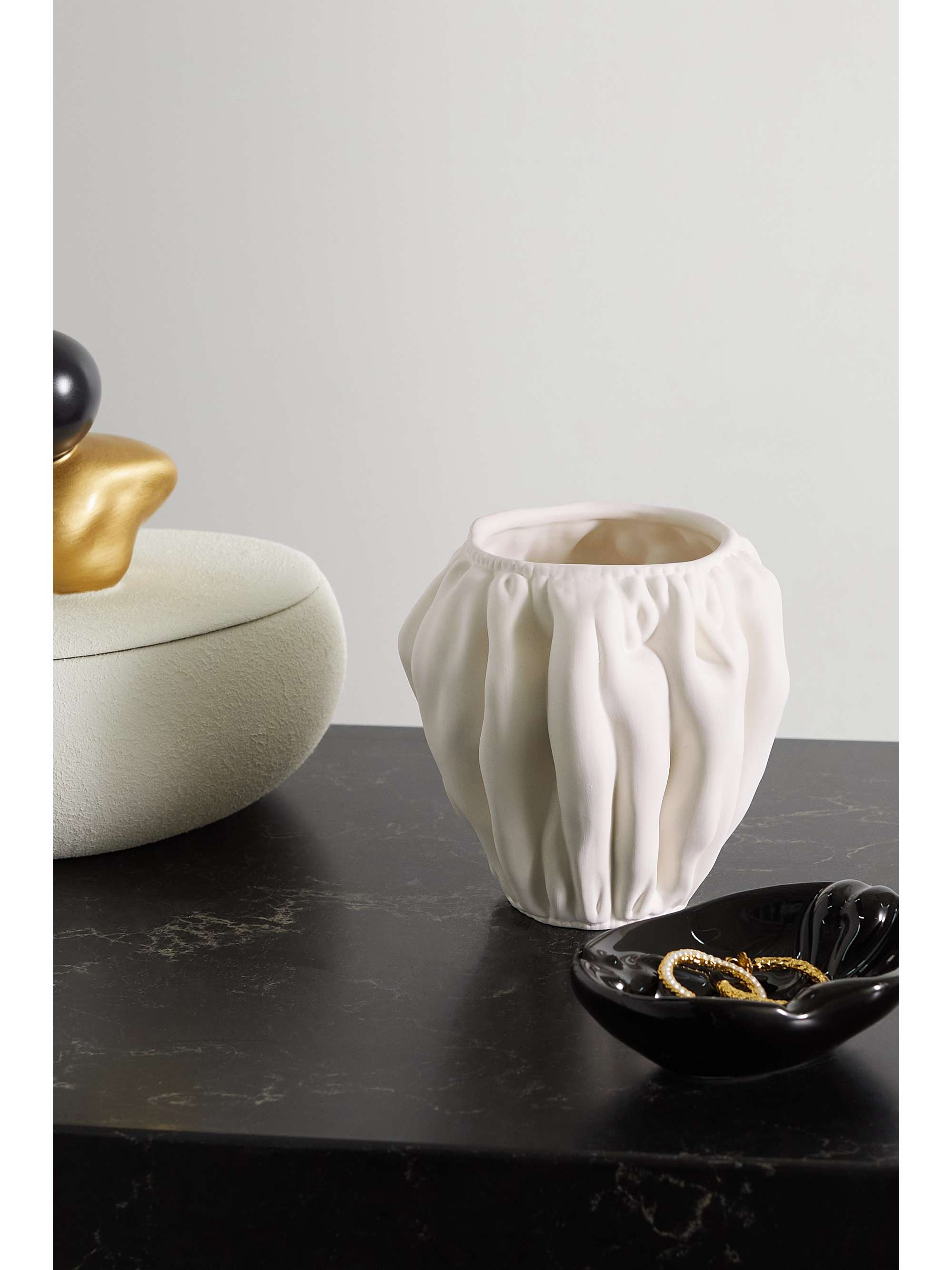 ANISSA KERMICHE Swanky-Panky ruched ceramic vase