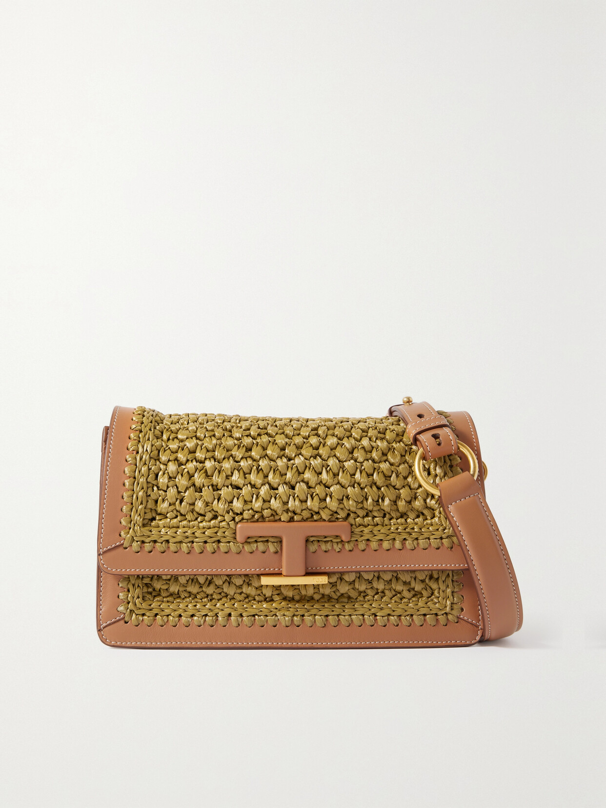Tod's T Timeless Leather-trimmed Crocheted Shoulder Bag