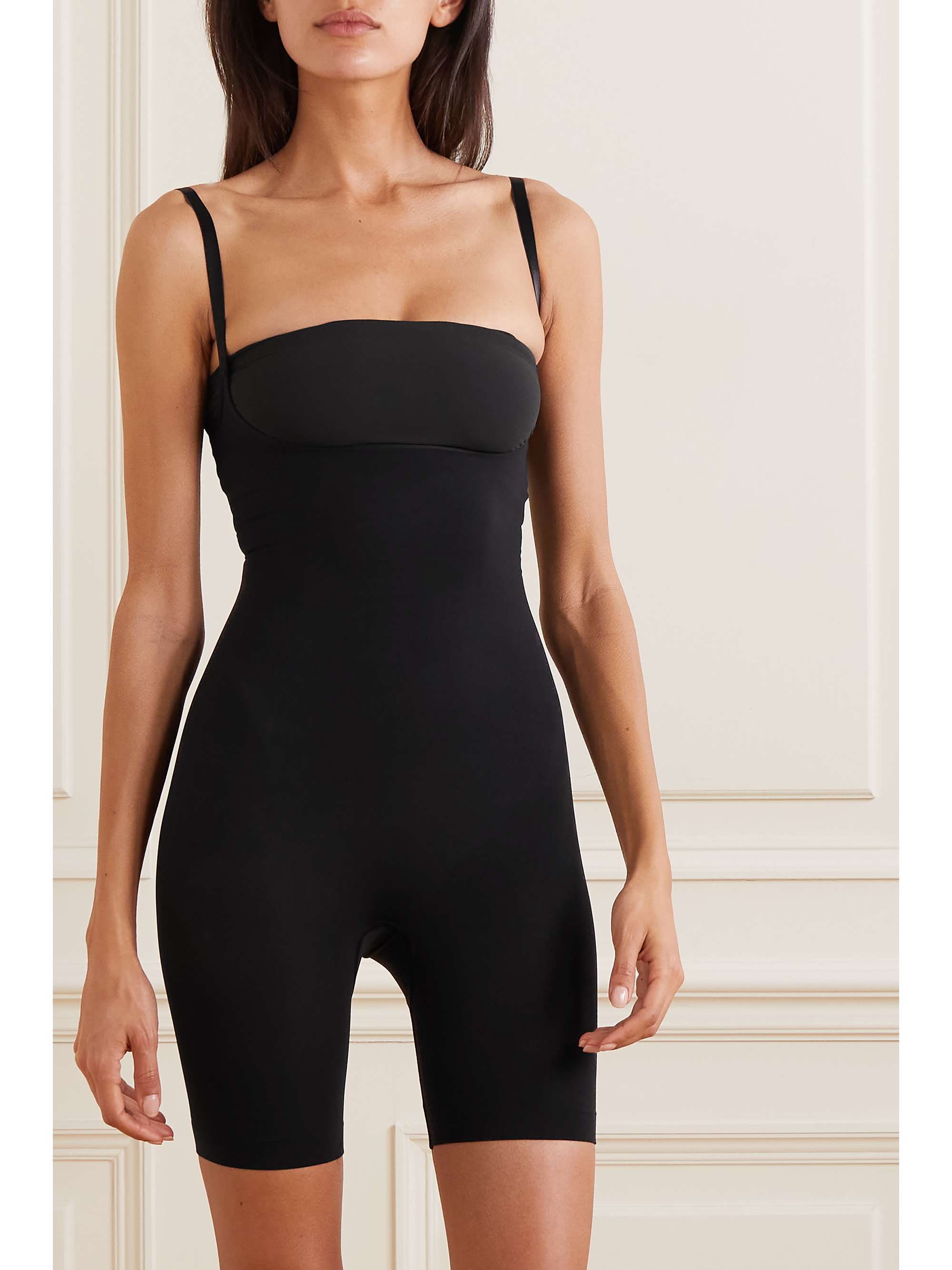 SKIMS Seamless Sculpt Shapewear Open Bust Shortie bodysuit Onyx NET