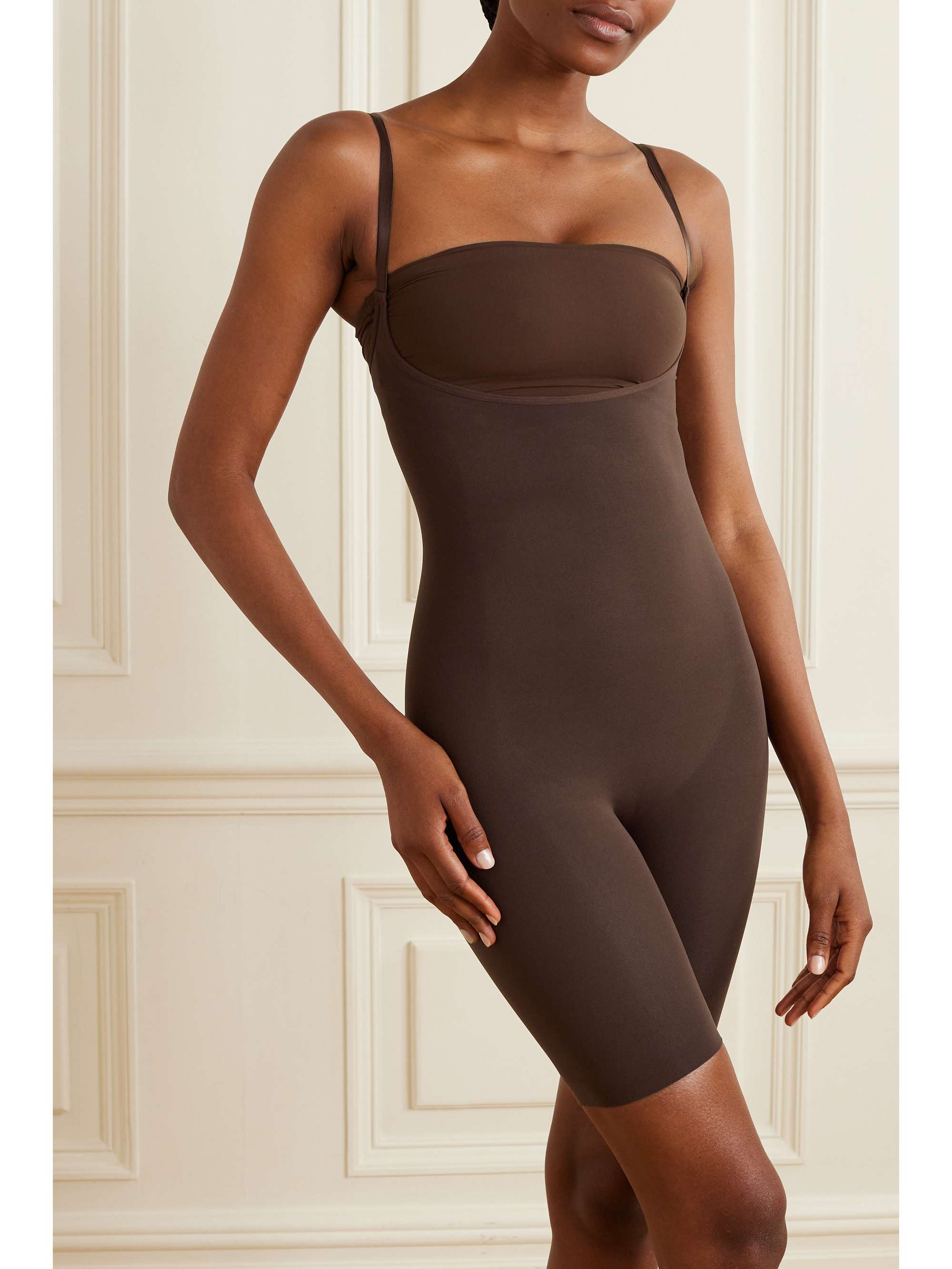 SKIMS Seamless Sculpt Shapewear Open Bust Shortie Bodysuit Cocoa
