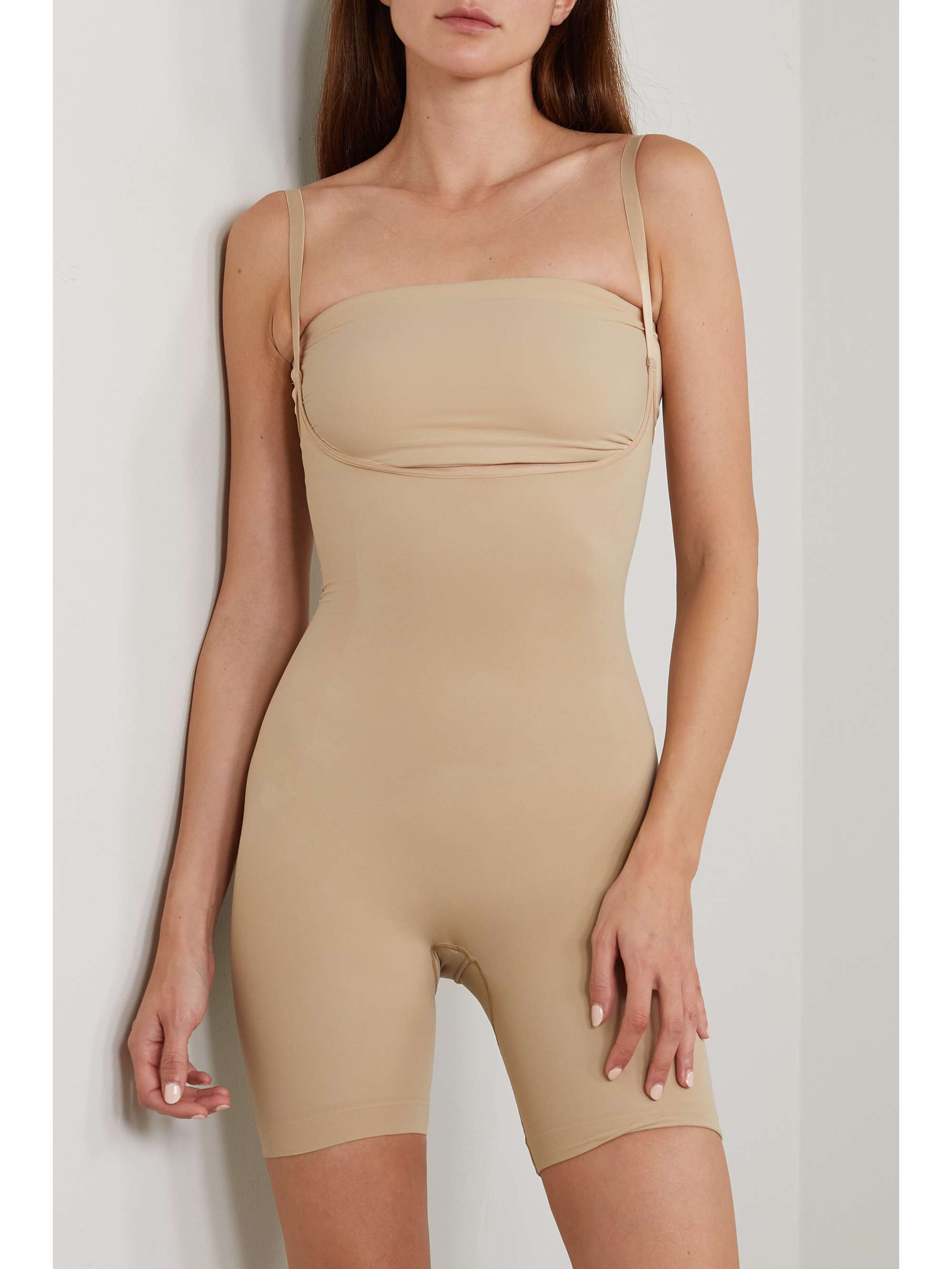 SKIMS Seamless Sculpt Shapewear Open Bust Shortie bodysuit Clay NET