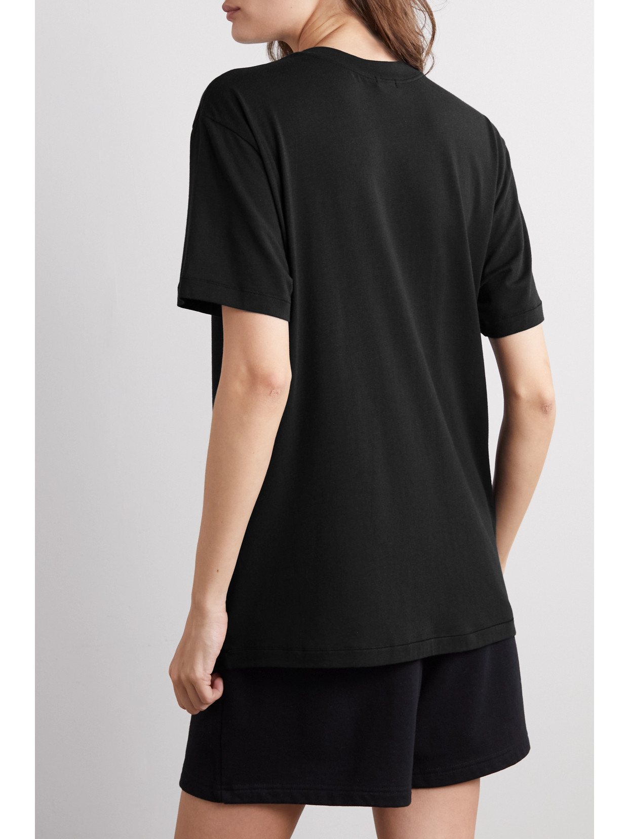 Shop Skims Boyfriend Stretch-modal And Cotton-blend Jersey T-shirt In Black