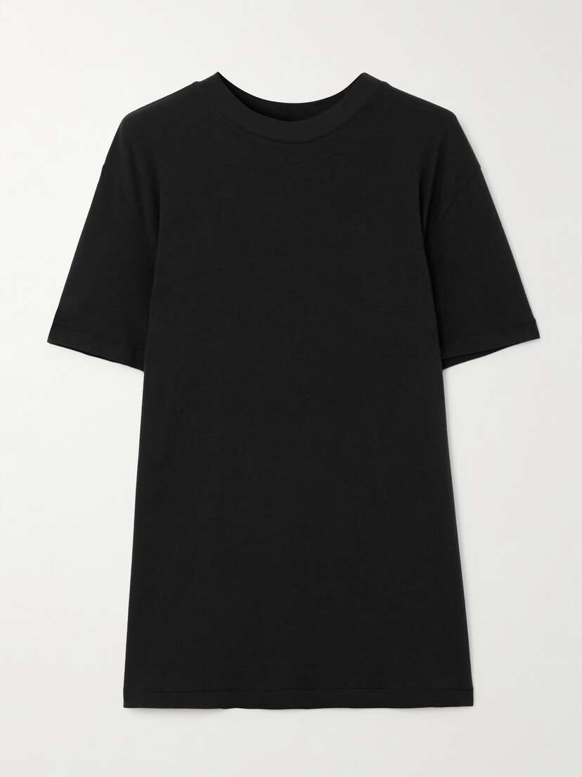 Skims Boyfriend Stretch-modal And Cotton-blend Jersey T-shirt - Onyx