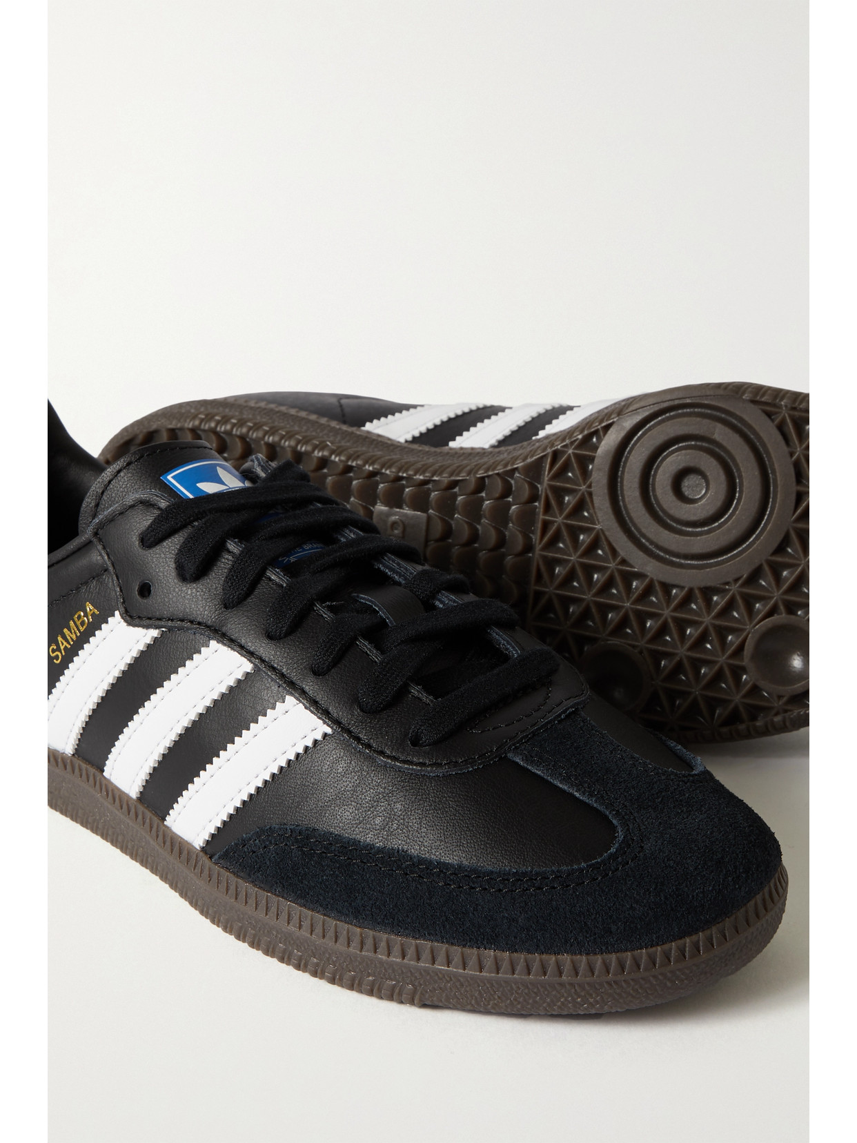 Shop Adidas Originals Samba Og Suede-trimmed Leather Sneakers In Black