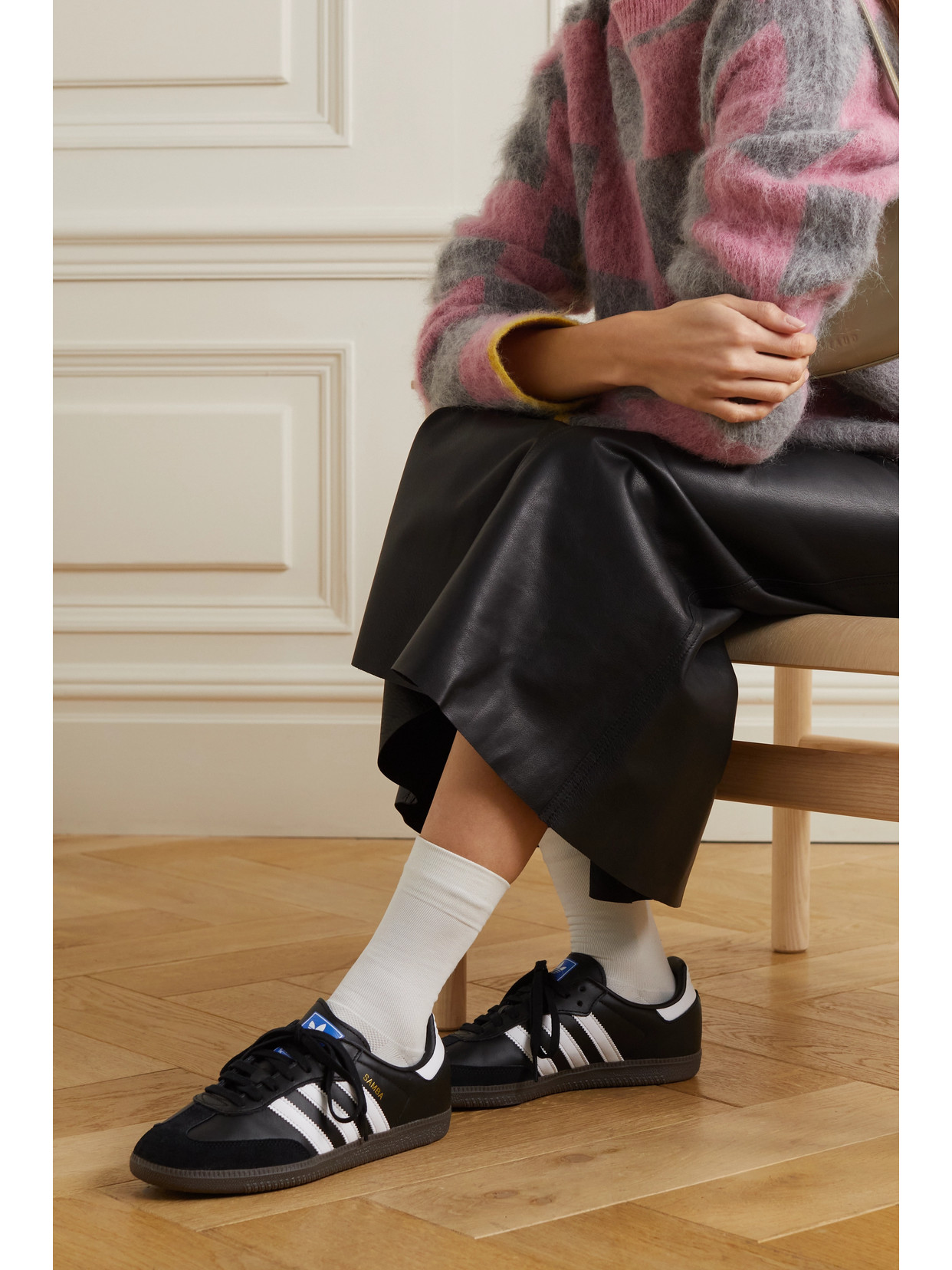 ADIDAS ORIGINALS SAMBA OG SUEDE-TRIMMED LEATHER SNEAKERS