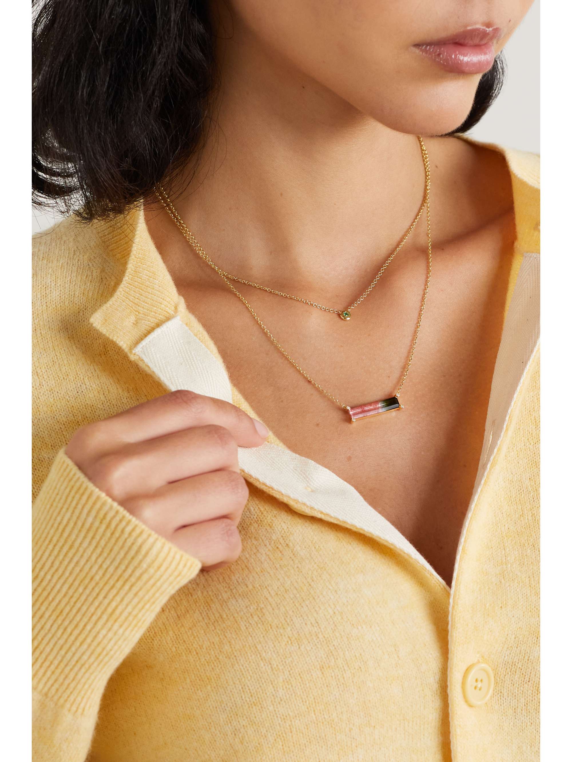 OCTAVIA ELIZABETH 18-karat gold, tourmaline and diamond necklace