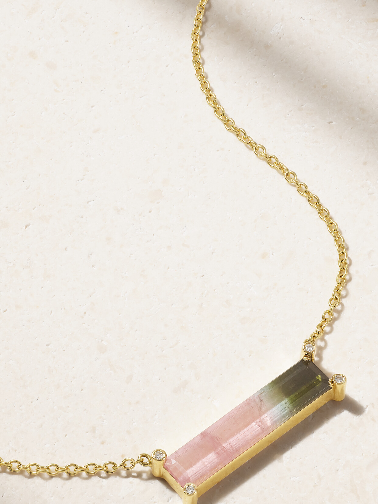 Octavia Elizabeth 18-karat Gold, Tourmaline And Diamond Necklace In Pink