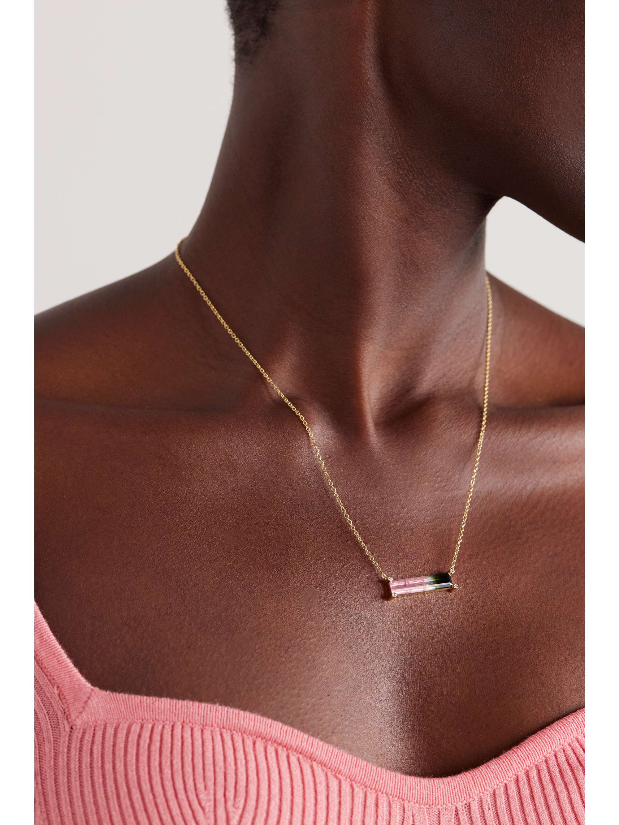 OCTAVIA ELIZABETH 18-karat gold, tourmaline and diamond necklace