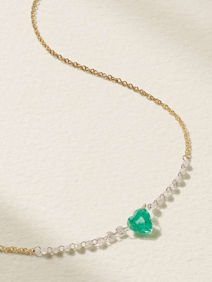 Roxanne First 14-karat Gold, Diamond And Emerald Necklace