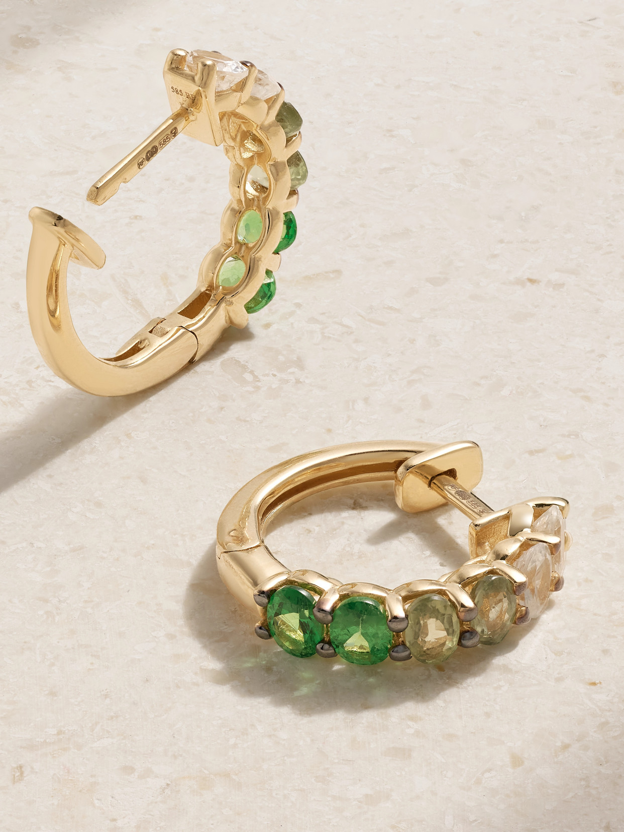 Shop Roxanne First 14-karat Gold Sapphire Hoop Earrings In Green