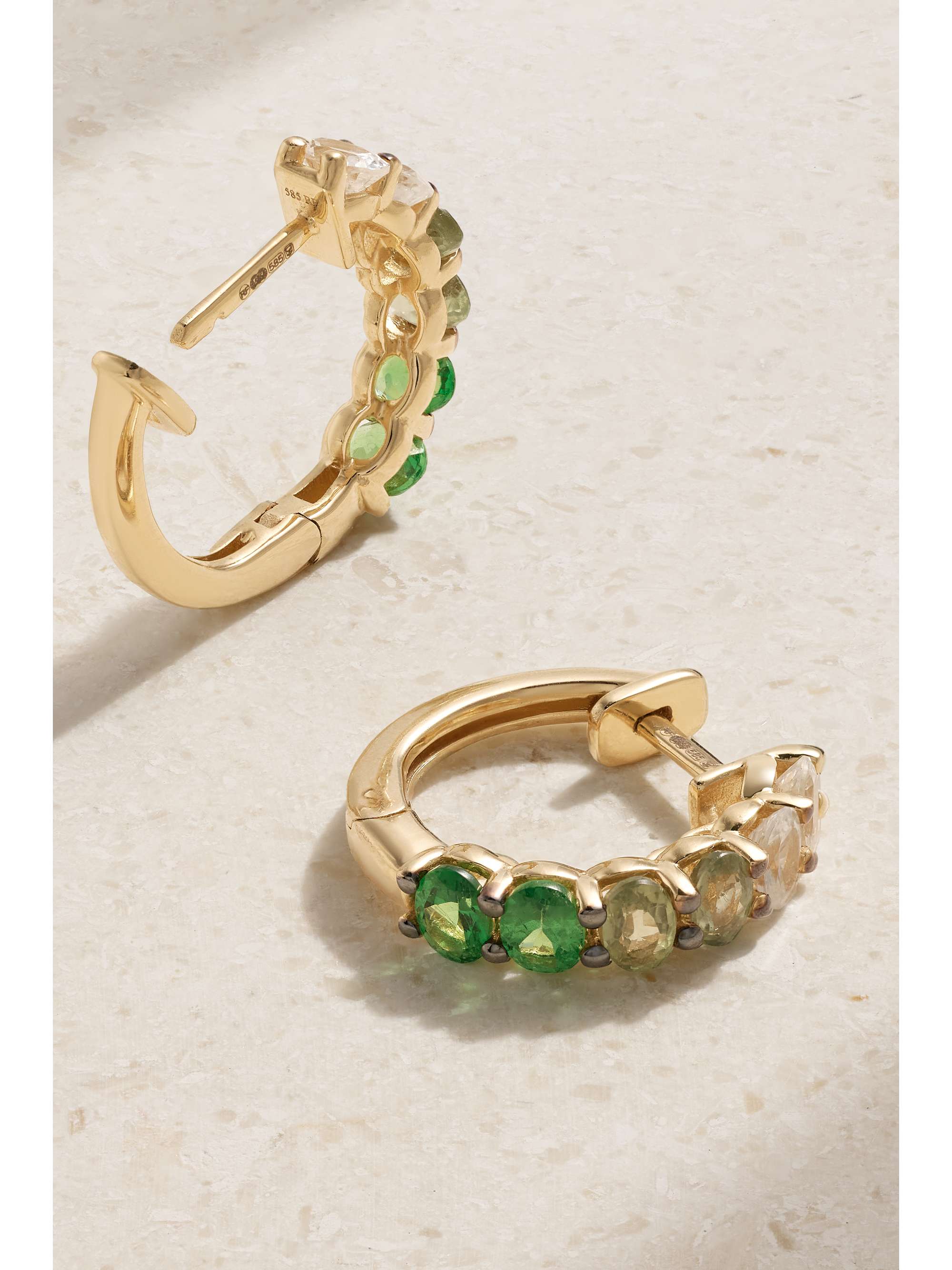 ROXANNE FIRST 14-karat gold sapphire hoop earrings