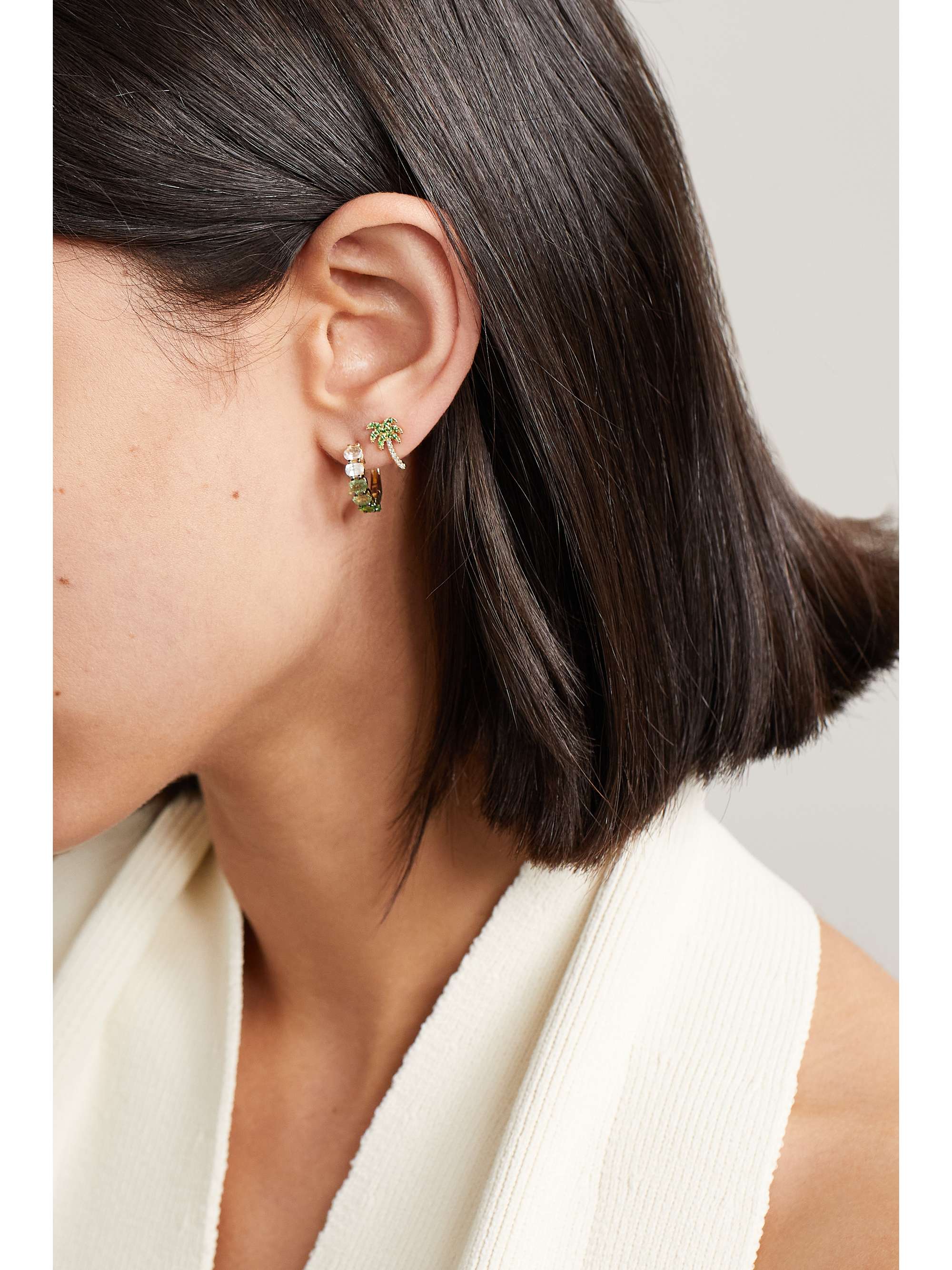 ROXANNE FIRST 14-karat gold sapphire hoop earrings