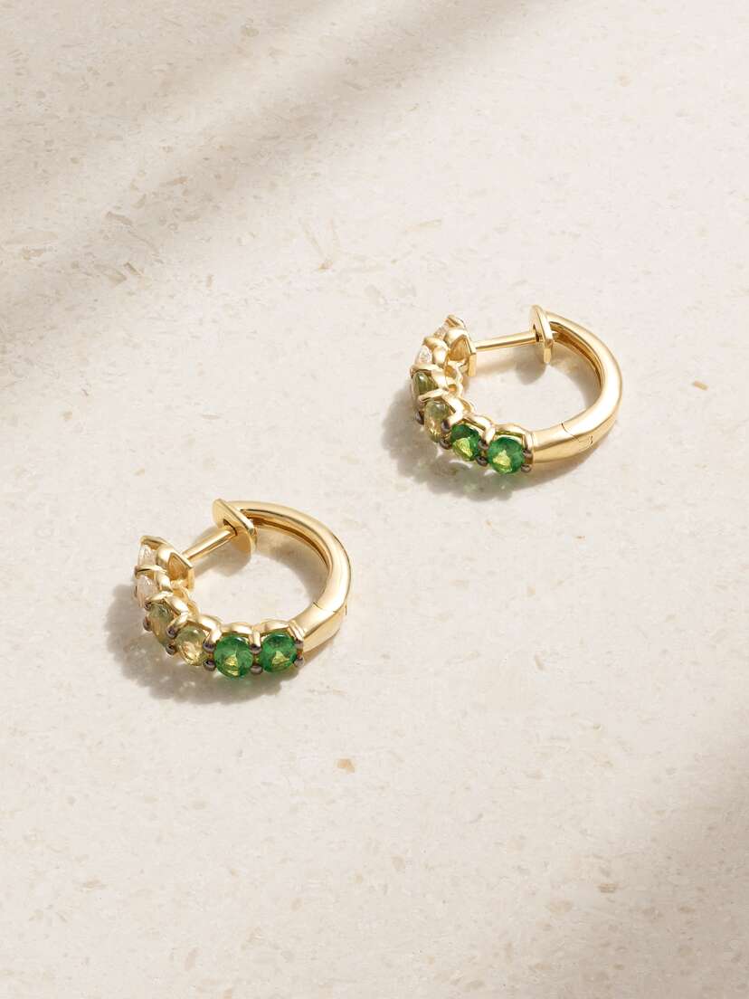 Roxanne First 14-karat Gold Sapphire Hoop Earrings