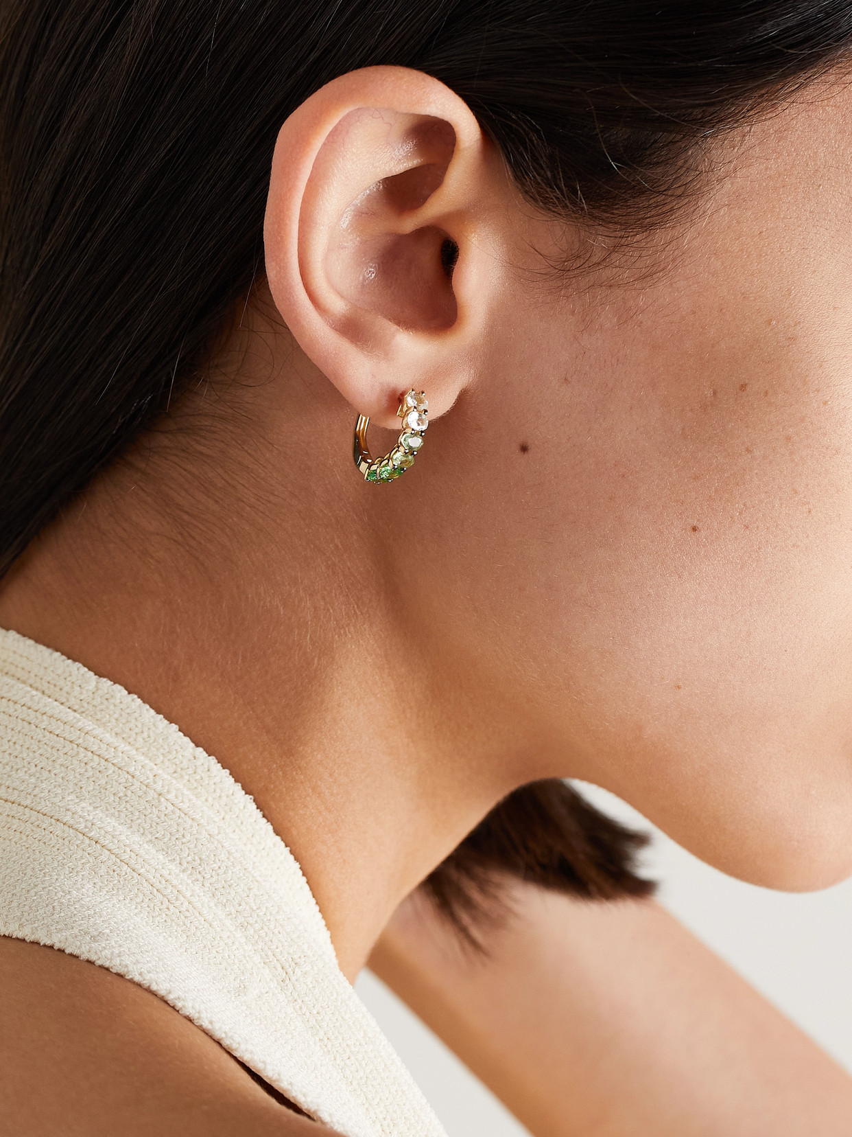 Roxanne First 14-karat Gold Sapphire Hoop Earrings In Green