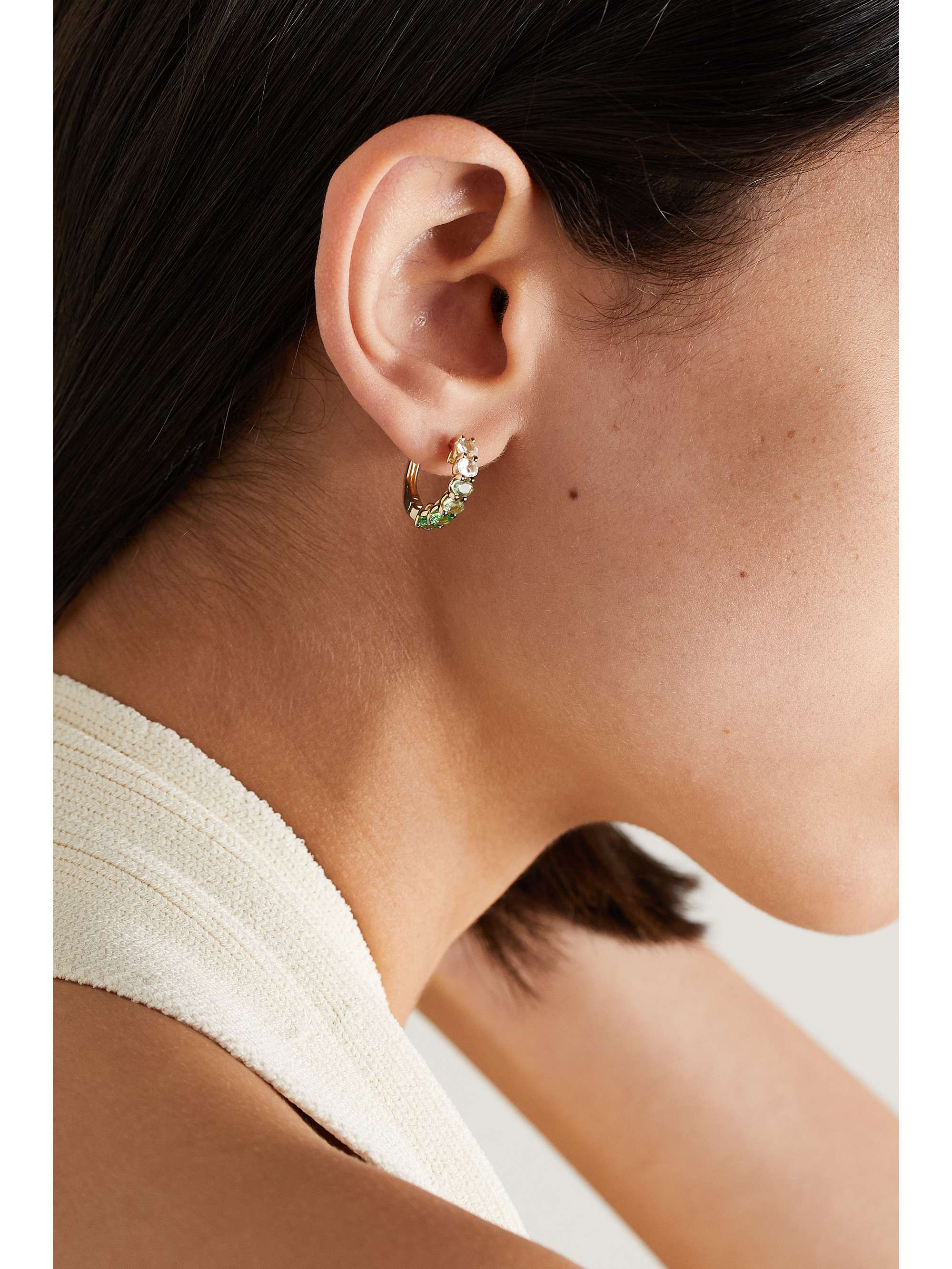 ROXANNE FIRST 14-karat gold sapphire hoop earrings