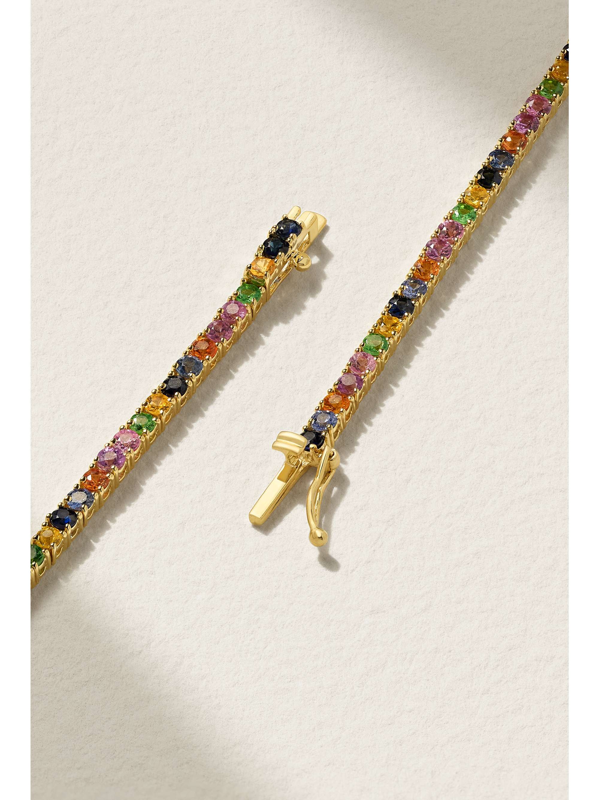 ROXANNE FIRST 14-karat gold sapphire tennis necklace