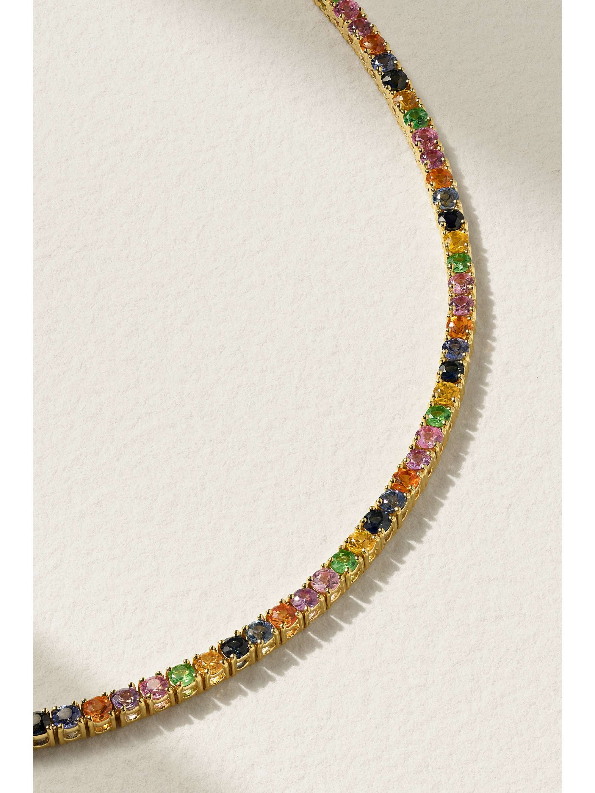 ROXANNE FIRST 14-karat gold sapphire tennis necklace