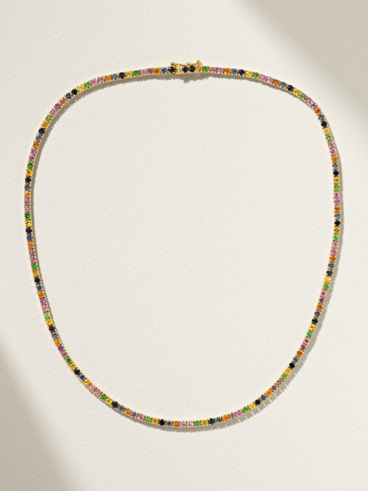 Roxanne First 14-karat Gold Sapphire Tennis Necklace In Multi