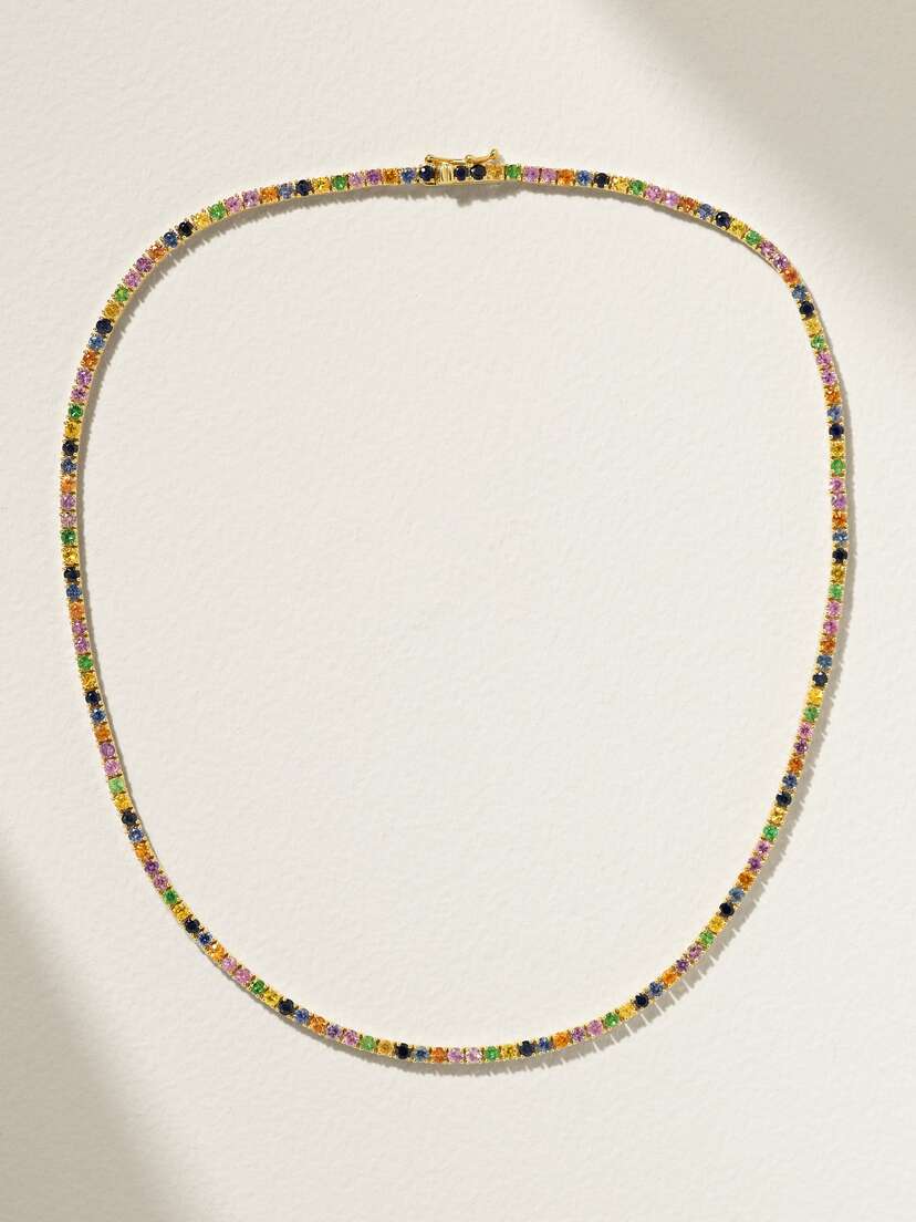 Roxanne First 14-karat Gold Sapphire Tennis Necklace