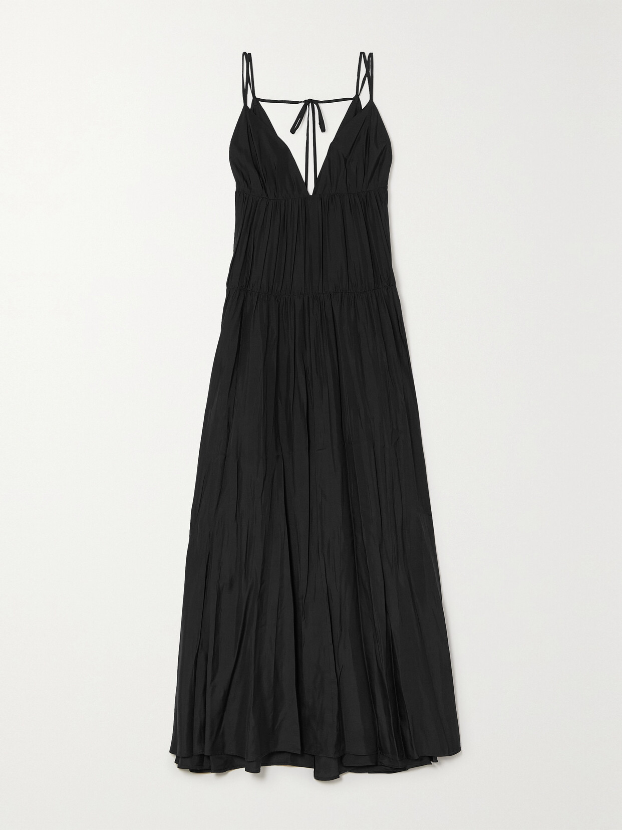 Joseph - Darnley Tiered Ruched Silk-habotai Maxi Dress - Black