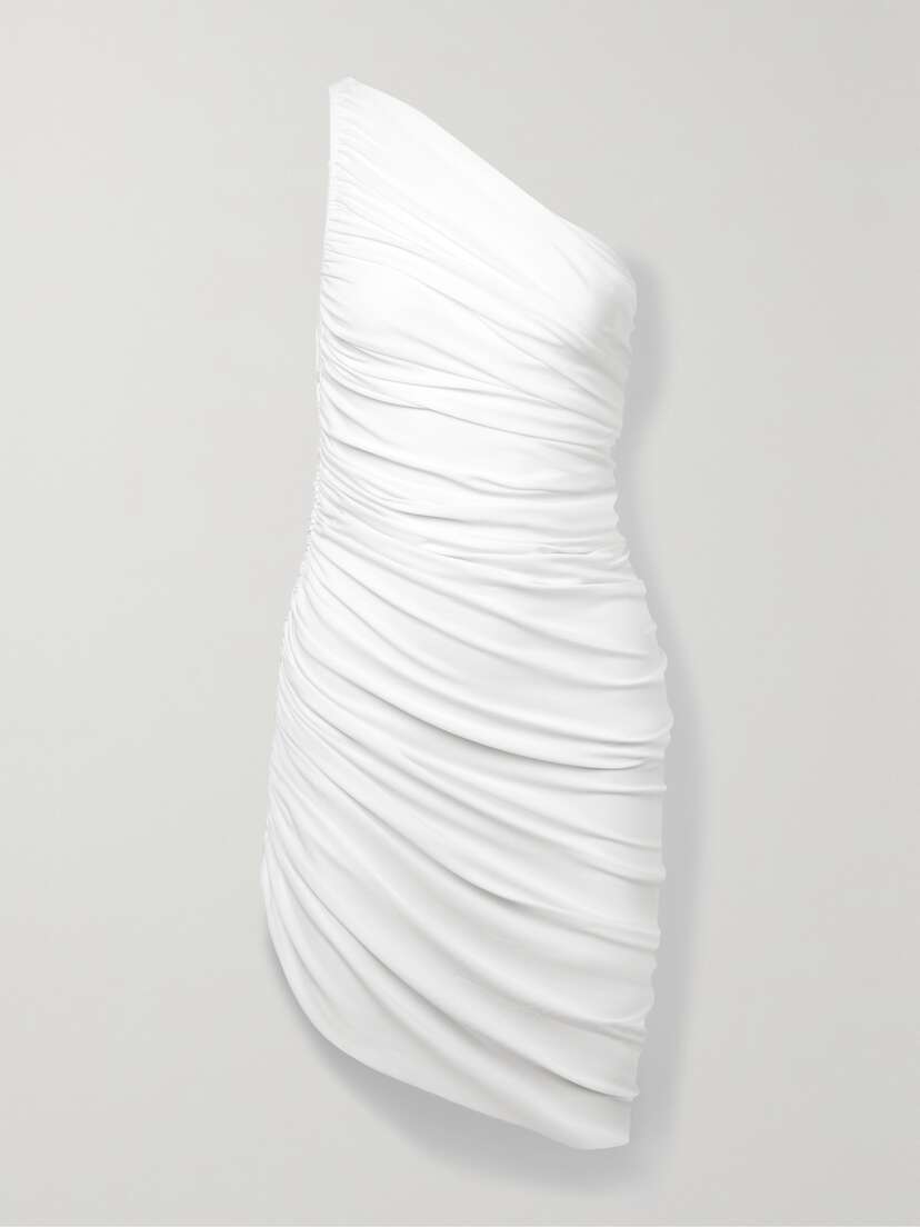 Norma Kamali Diana One-shoulder Ruched Stretch-jersey Mini Dress