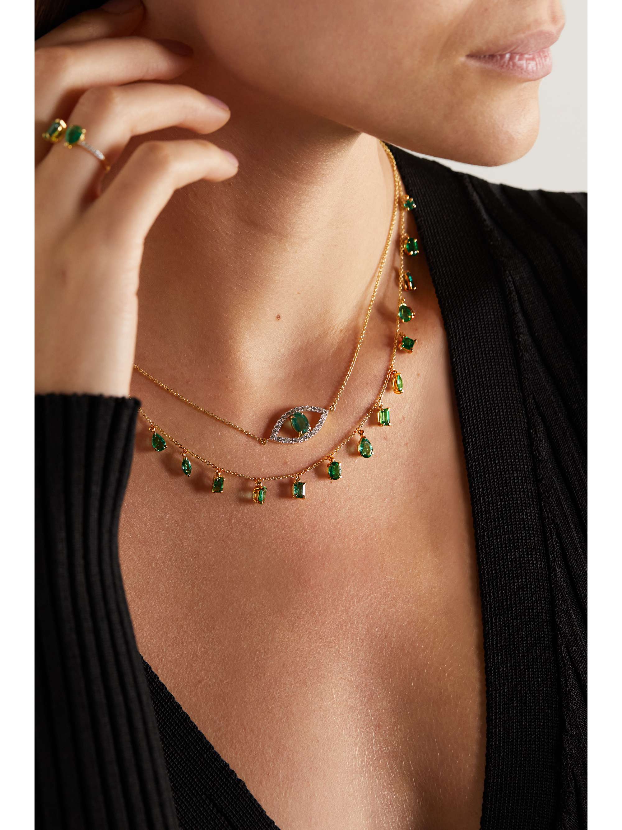 HOUSE OF MERAKI Kalie 18-karat gold emerald necklace