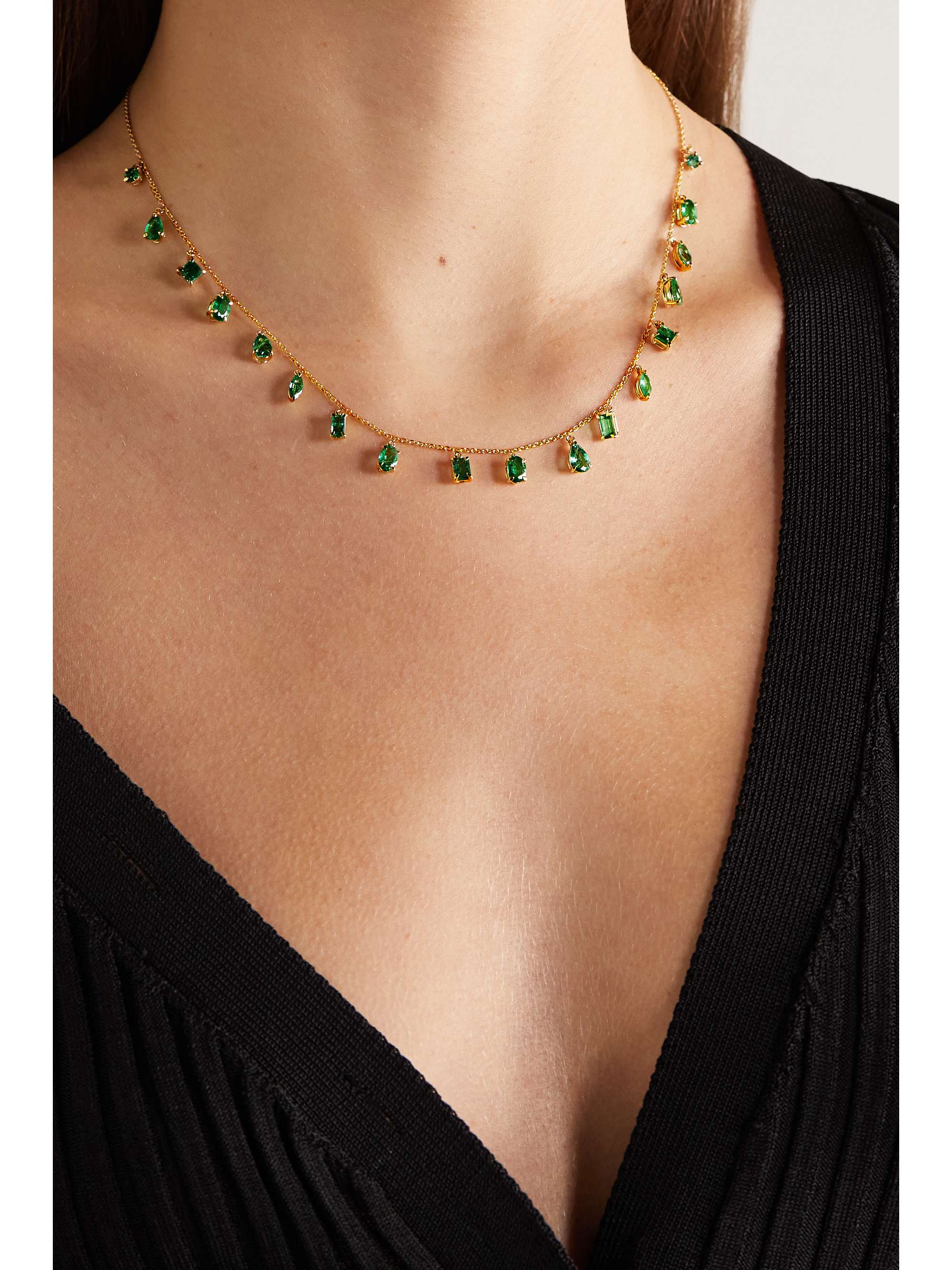 HOUSE OF MERAKI Kalie 18-karat gold emerald necklace