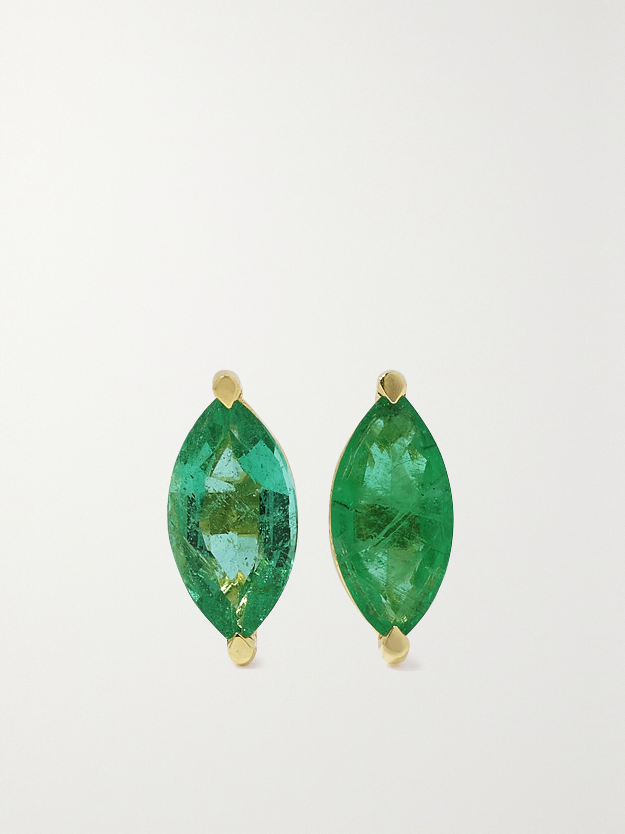 House Of Meraki Alice Studs 18-karat Gold Emerald Earrings In Green
