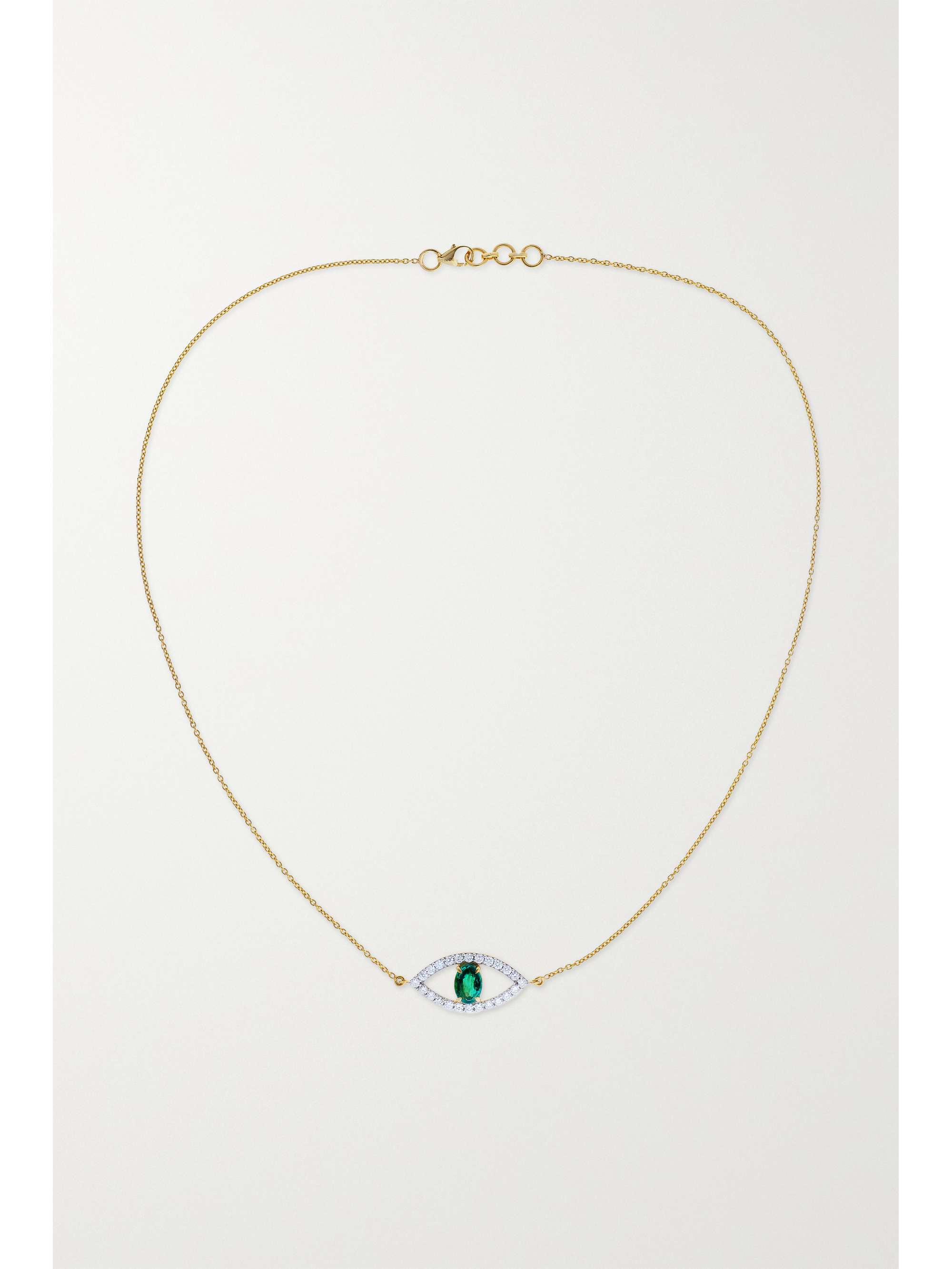 HOUSE OF MERAKI Evil Eye 18K 黄金、祖母绿、钻石项链