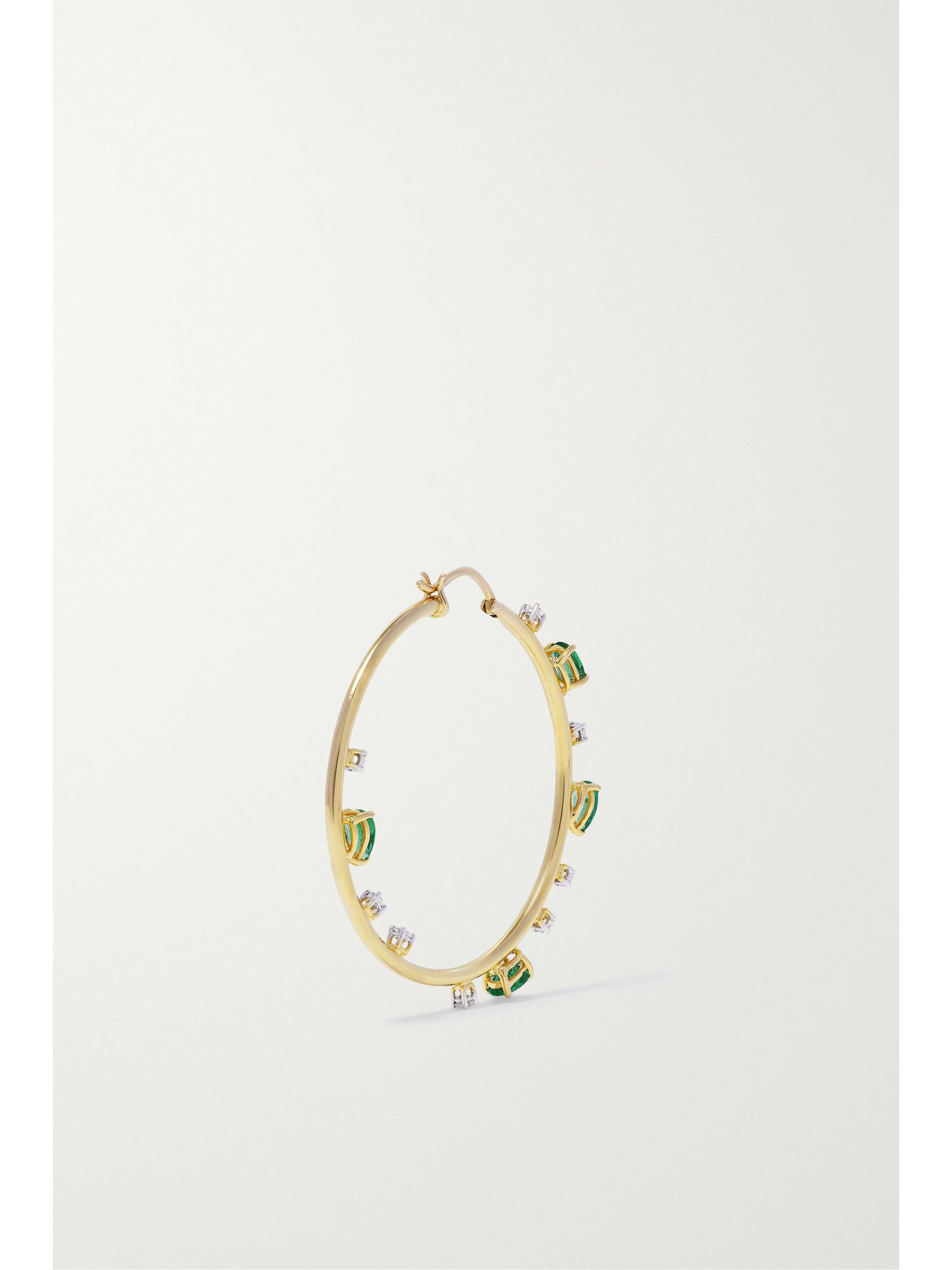 HOUSE OF MERAKI Electric midi 18-karat gold, emerald and diamond hoop earrings