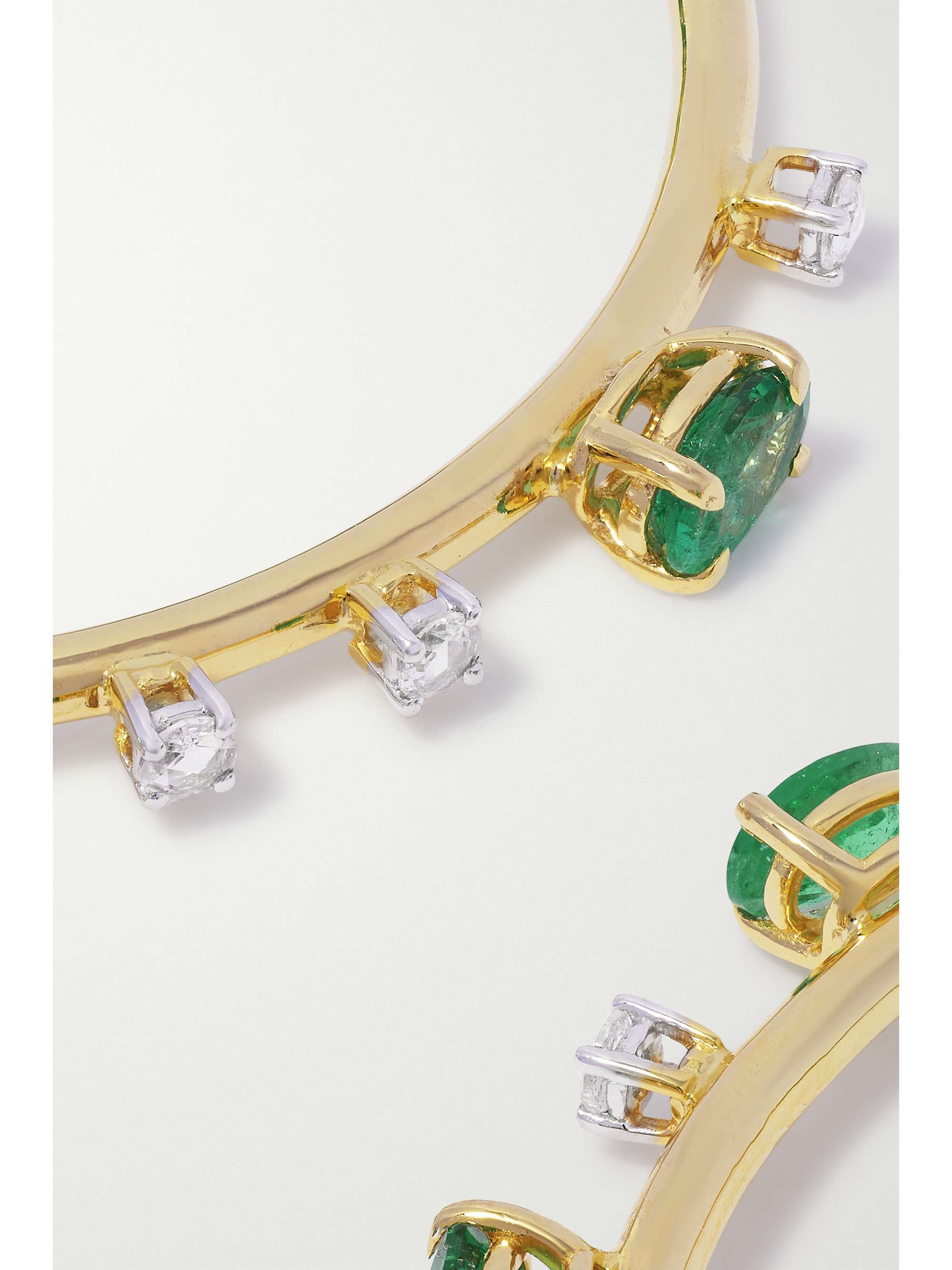 HOUSE OF MERAKI Electric midi 18-karat gold, emerald and diamond hoop earrings