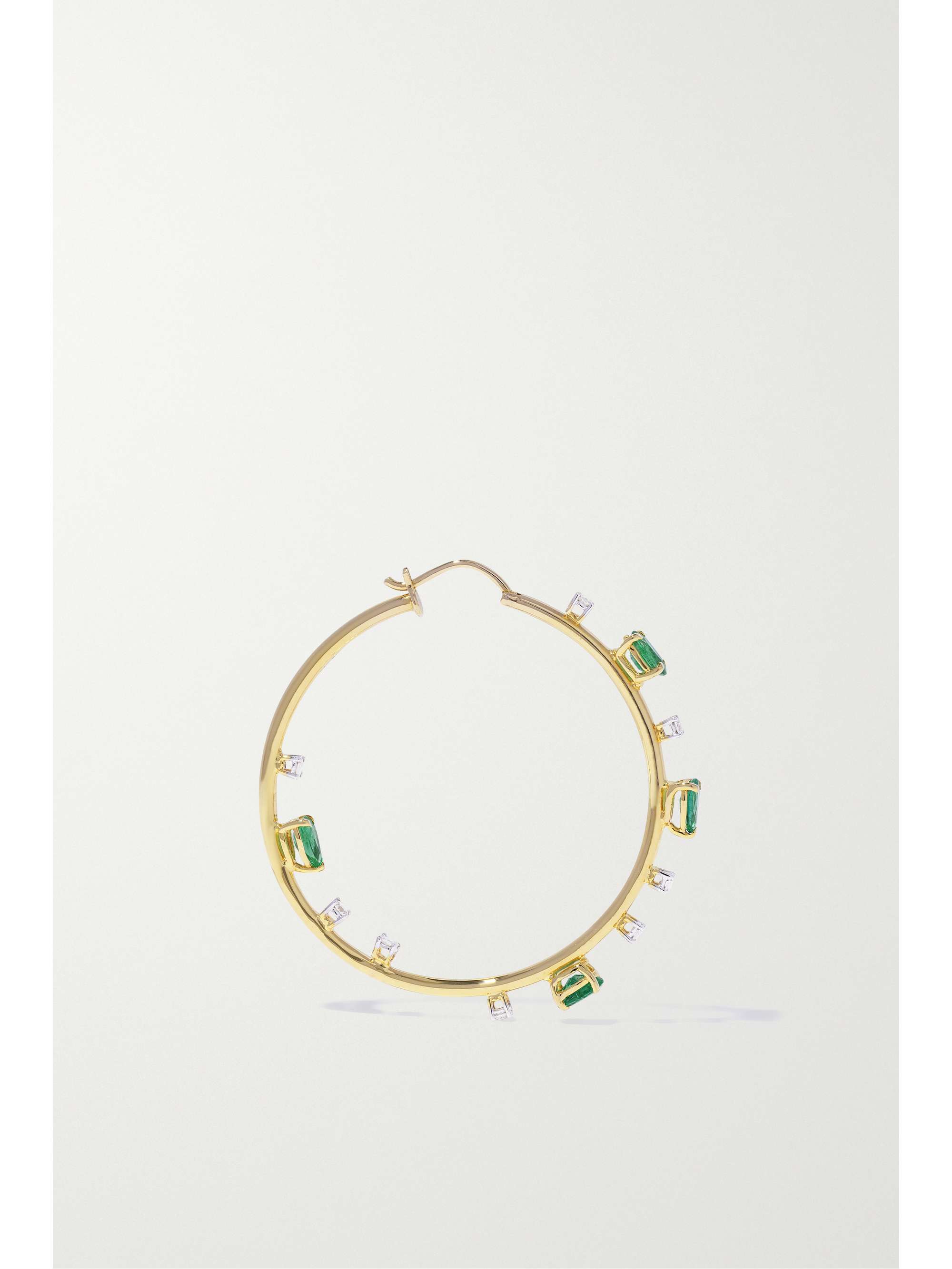 HOUSE OF MERAKI Electric midi 18-karat gold, emerald and diamond hoop earrings