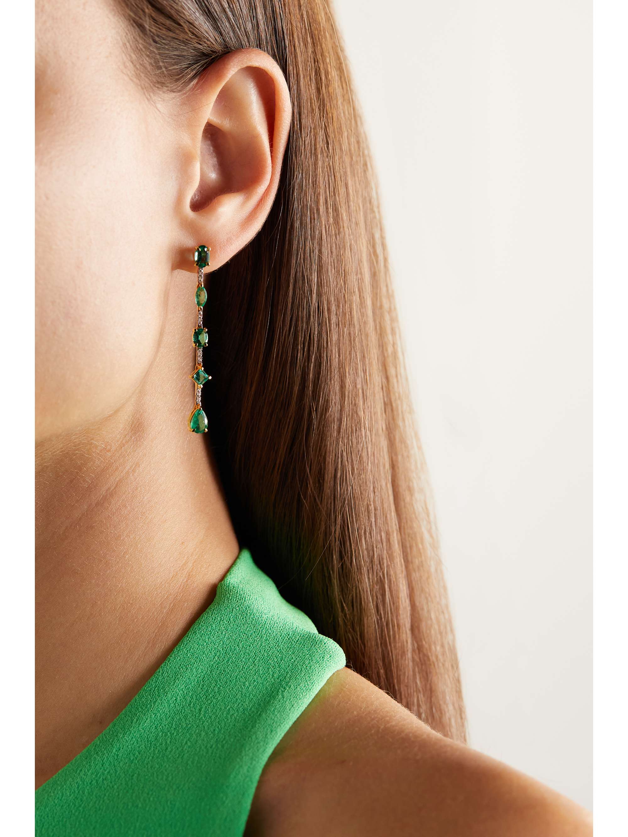 HOUSE OF MERAKI Queen mini gold, emerald and diamond earrings