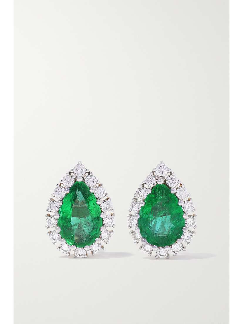 House Of Meraki Florence 18-karat Gold, Emerald And Diamond Earrings - - One size