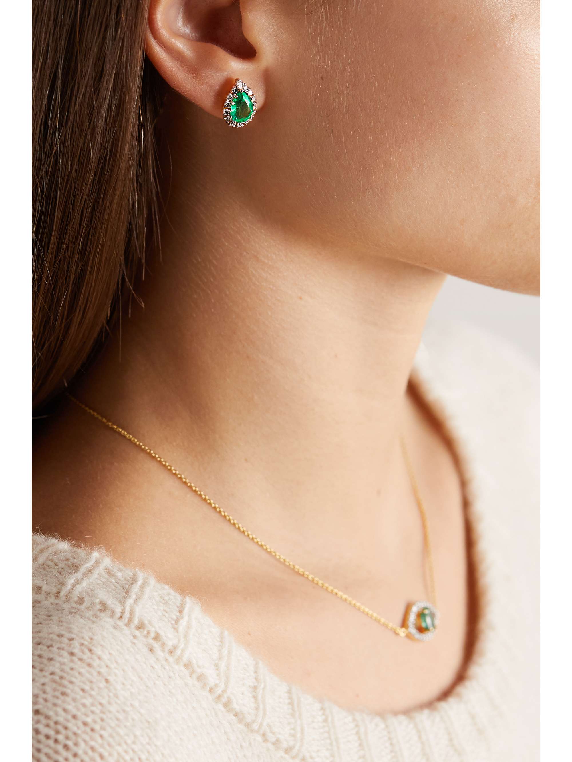 HOUSE OF MERAKI Florence 18-karat gold, emerald and diamond earrings