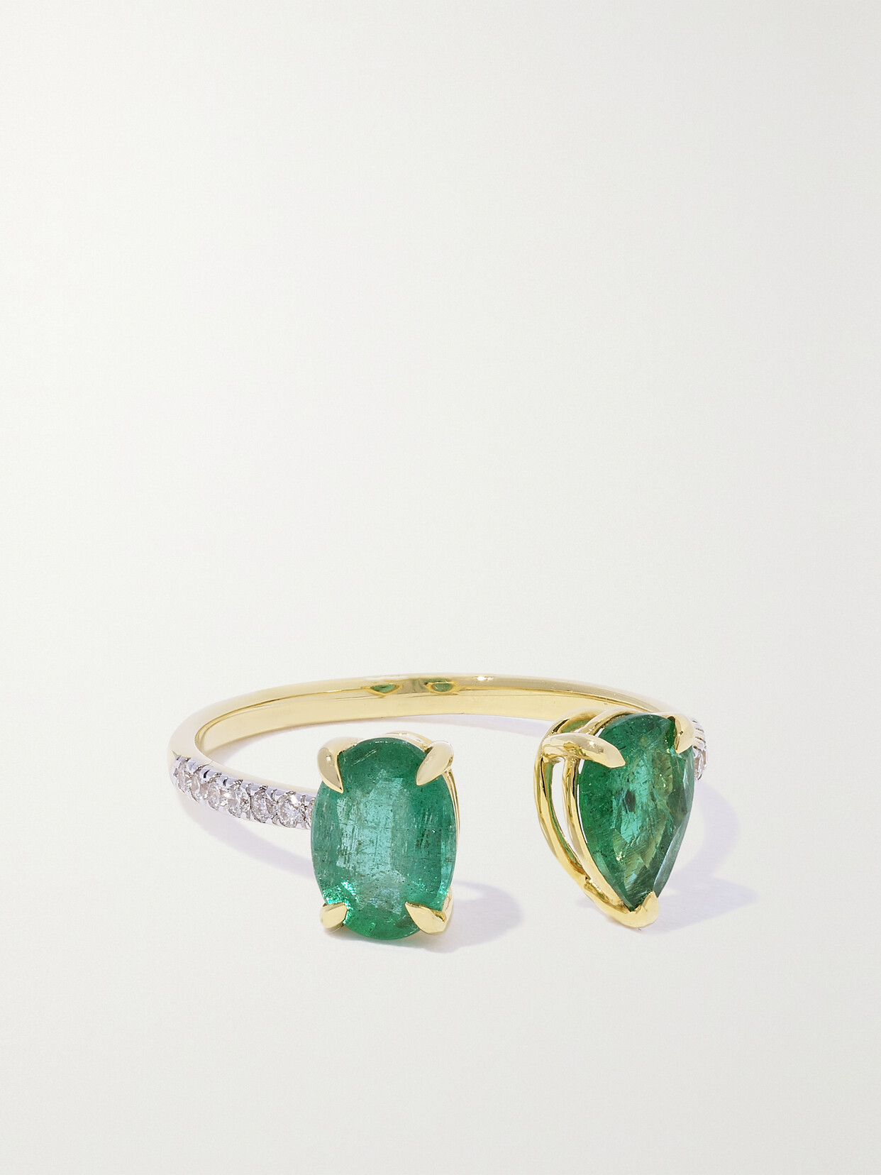 House Of Meraki Juniper 18-karat Gold, Emerald And Diamond Ring In Green