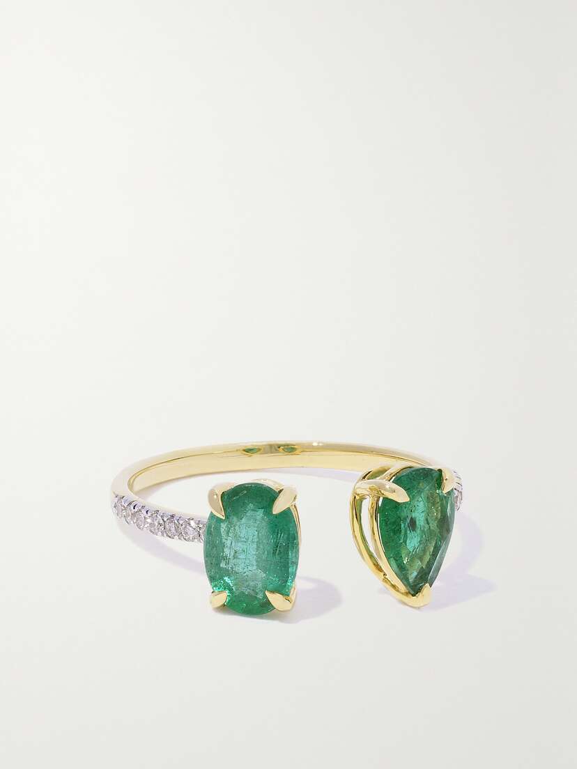 House Of Meraki Juniper 1-karat Gold, Emerald And Diamond Ring